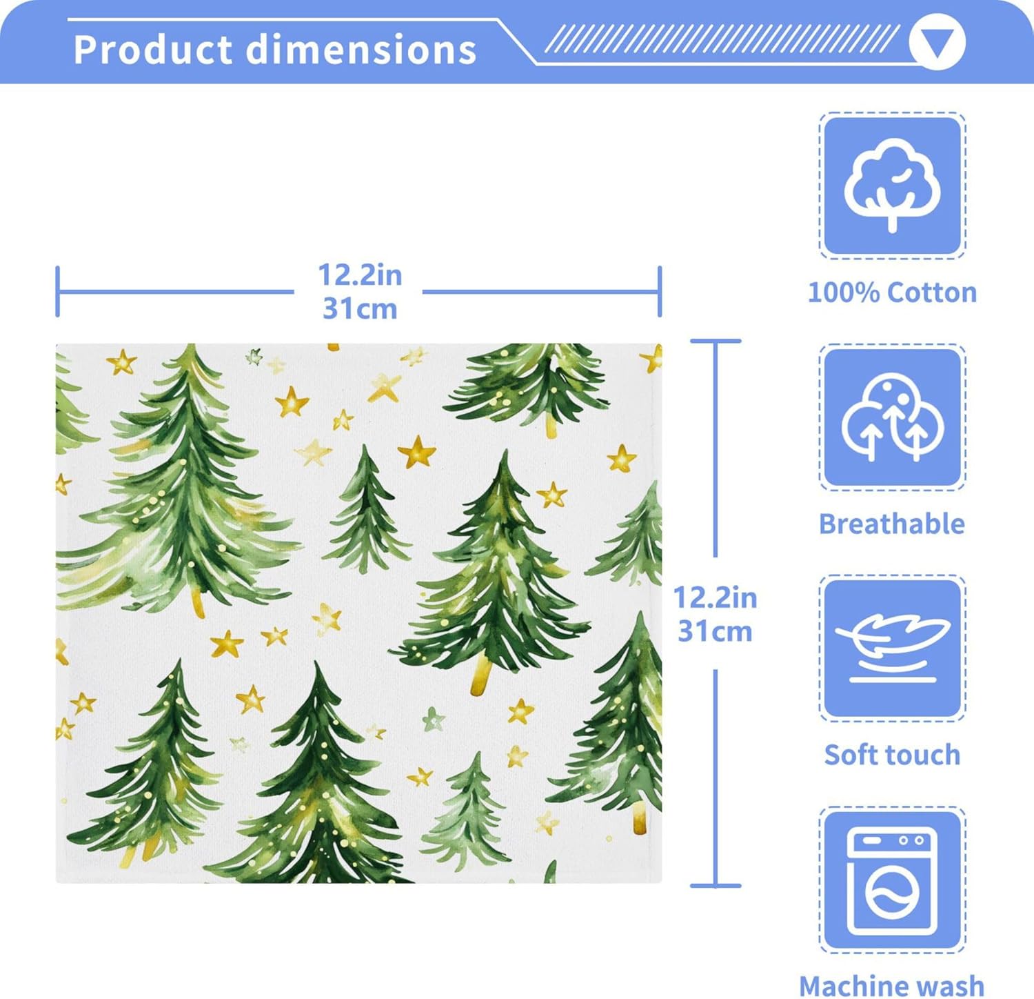 Xigua Christmas Tree Washcloth Set 2-12Pack