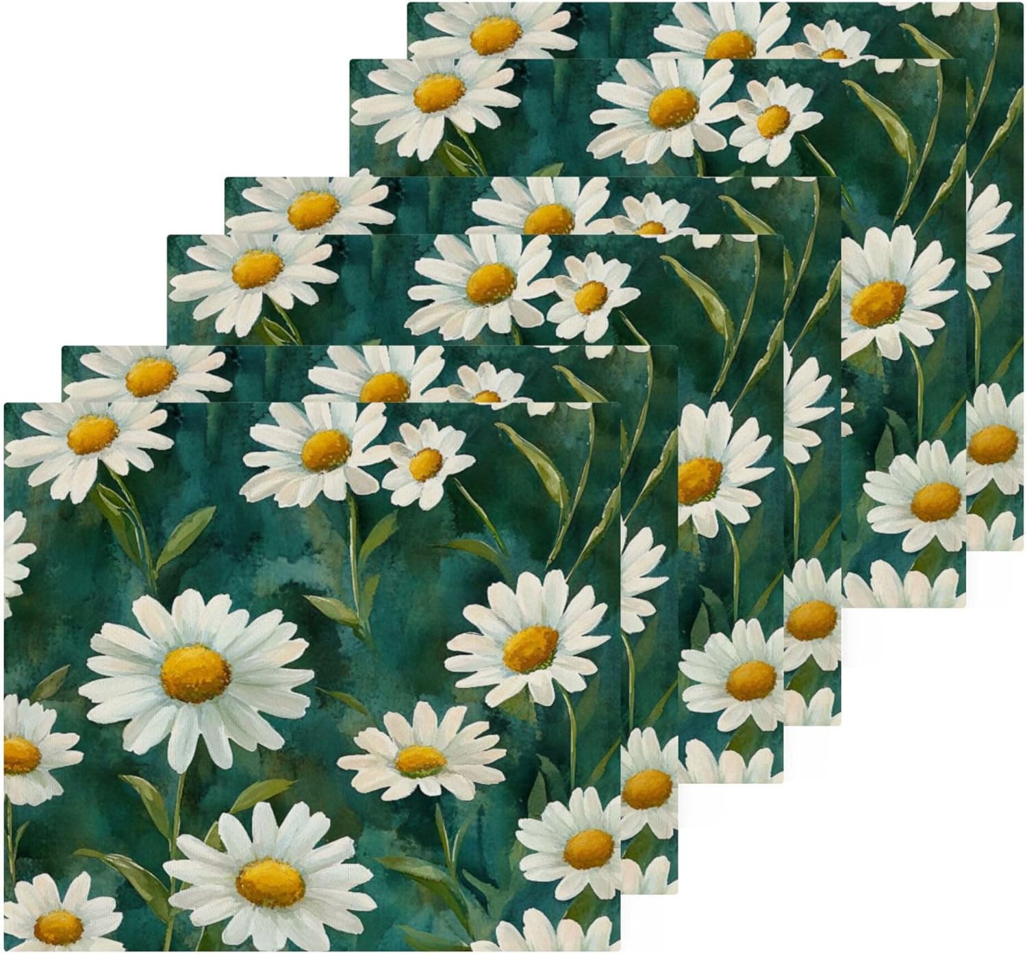 Xigua White Daisies Washcloths Set of 2 12x12 Inch