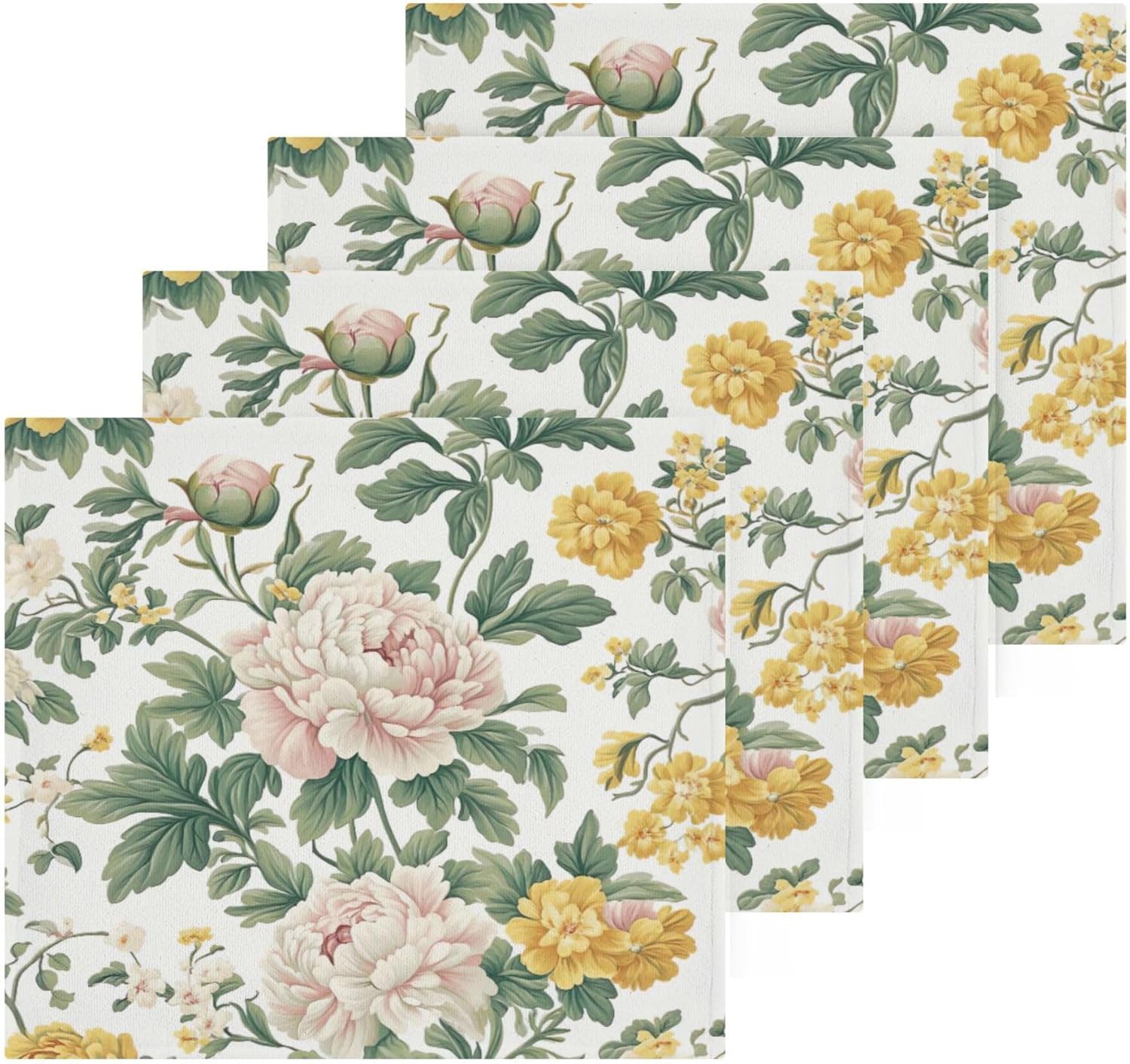 Xigua Peonies Washcloths Set of 2 - 12 x 12 Inch