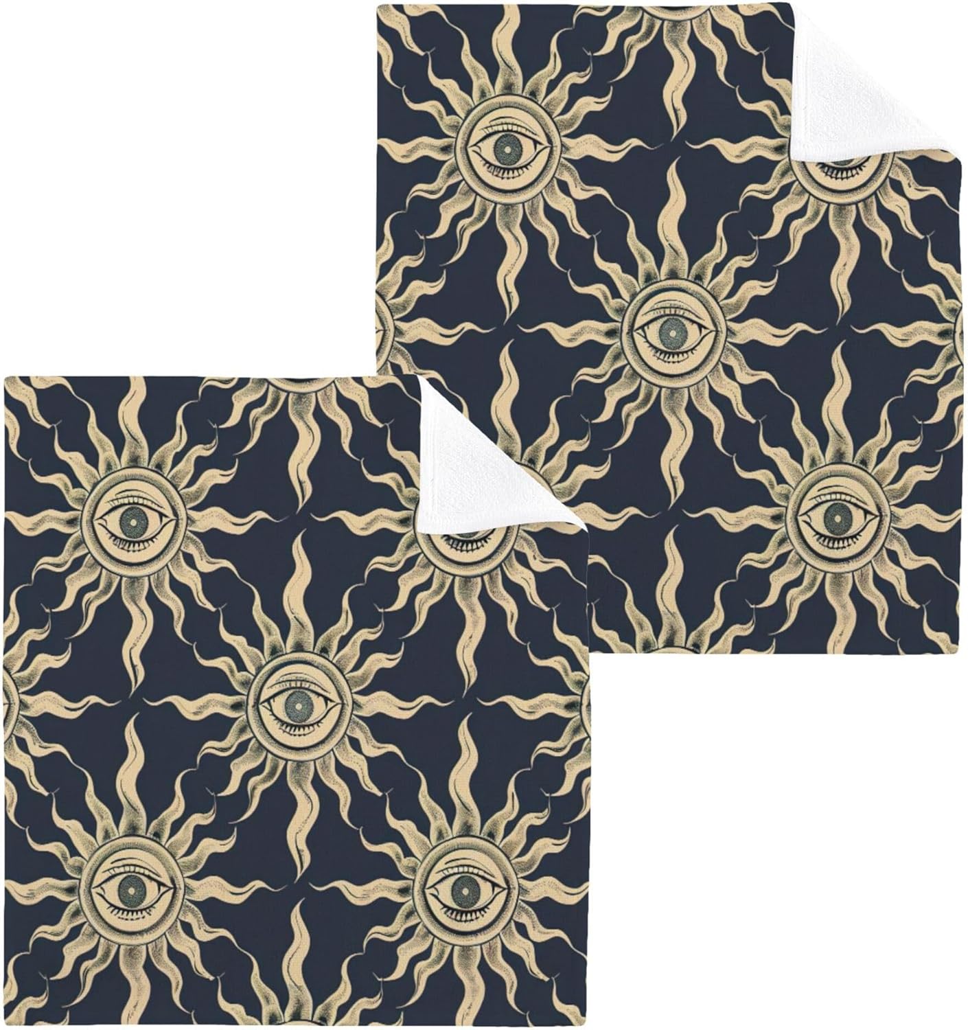 Xigua Suns and Eyes Washcloths Set of 2-12 X 12 Inch
