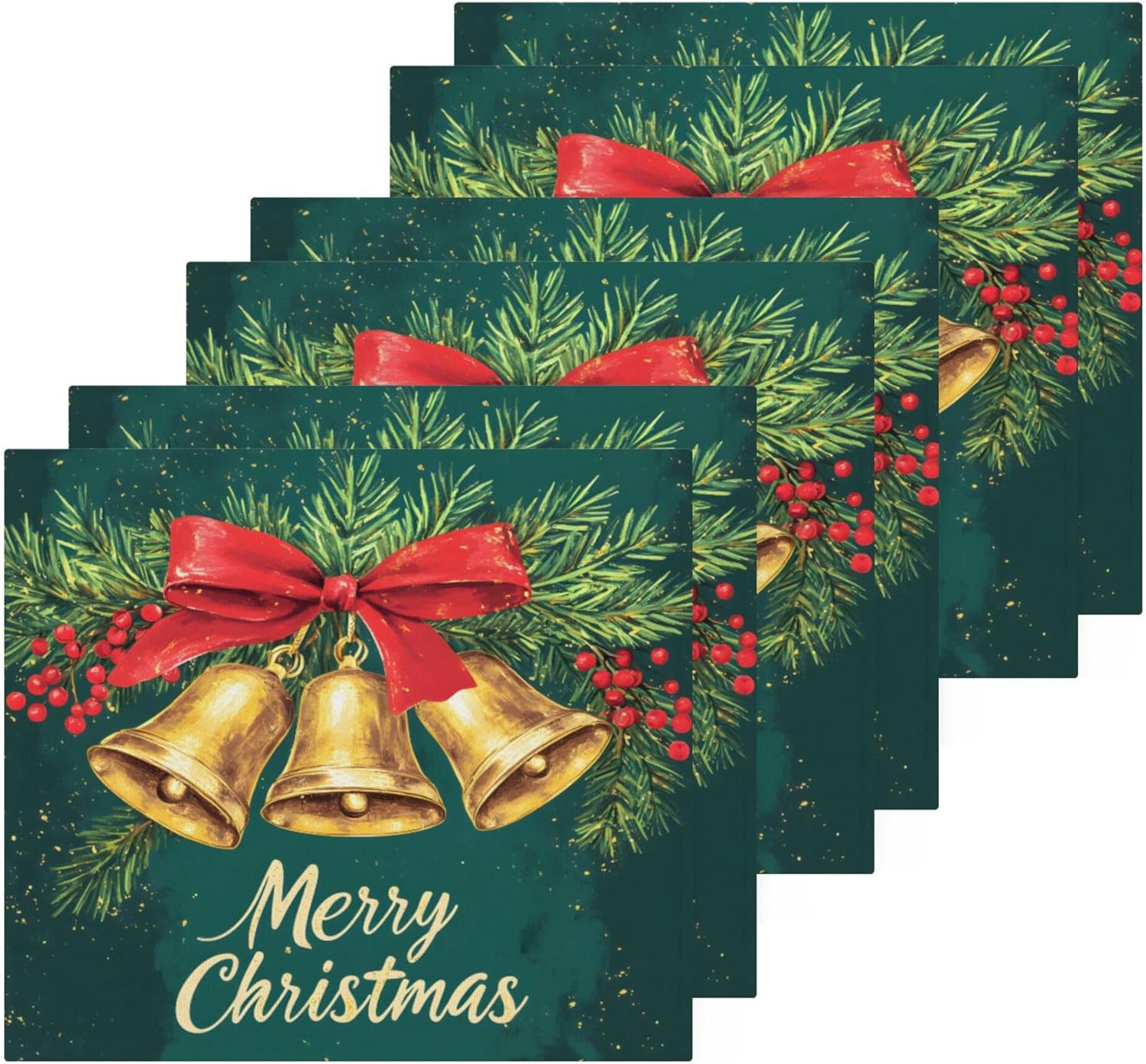 Xigua Christmas Golden Bells Washcloth Set