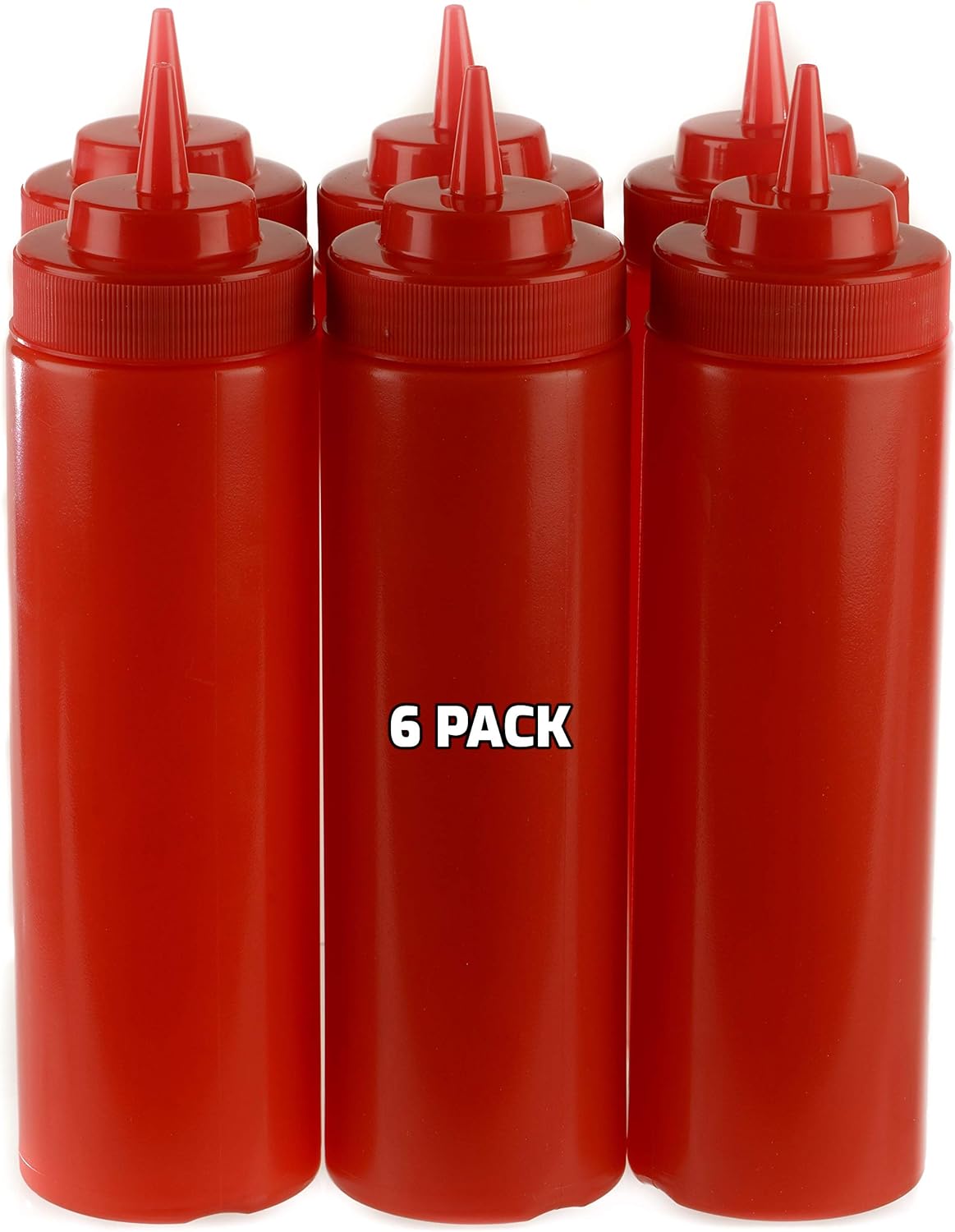 EcoQuality 6-Pack Red Squeeze Condiment Bottles