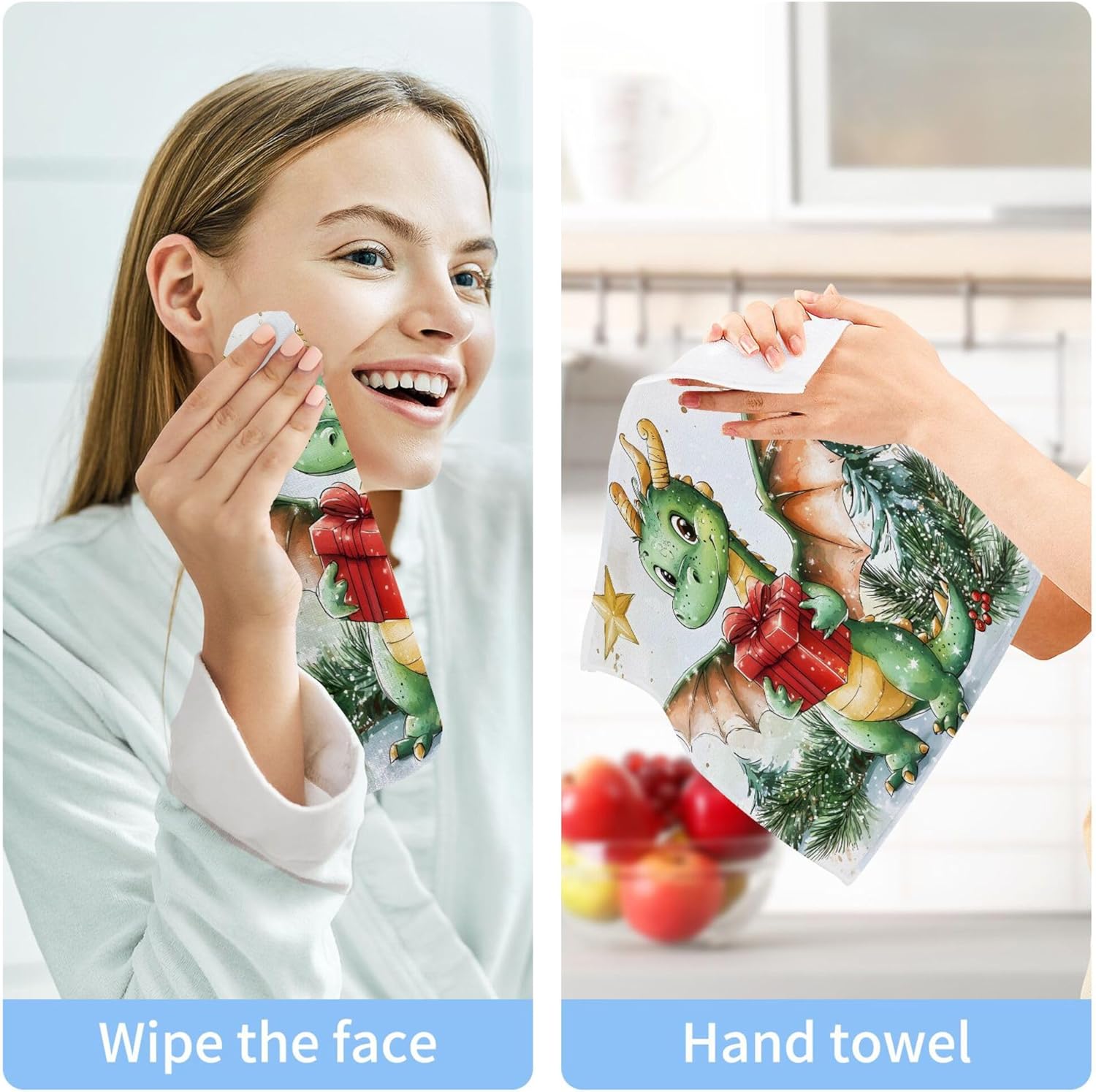 Cute Dragon Fast Drying Multi-Purpose Washcloth Set Perfect for Home Travel