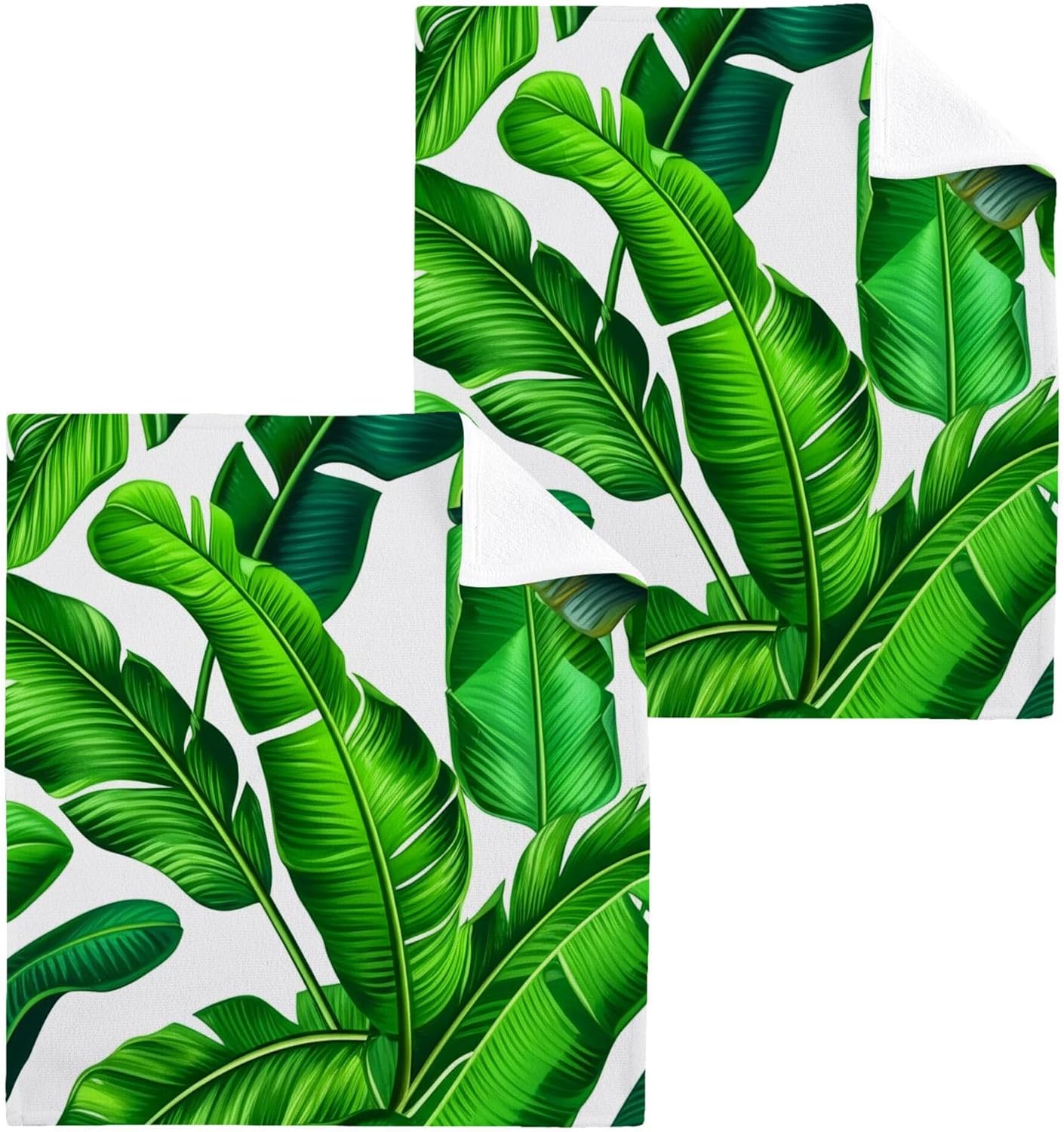 Tropical Green Palm Pure Cotton Washcloths Set - Reusable Face Towels