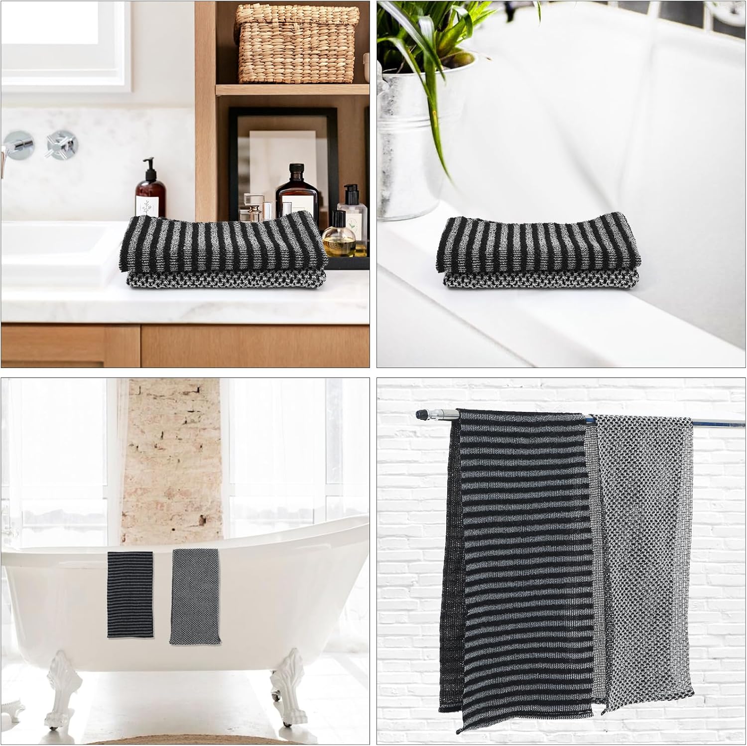 2pcs Exfoliating Washcloth Shower Towel for Body and Back Scrubbing