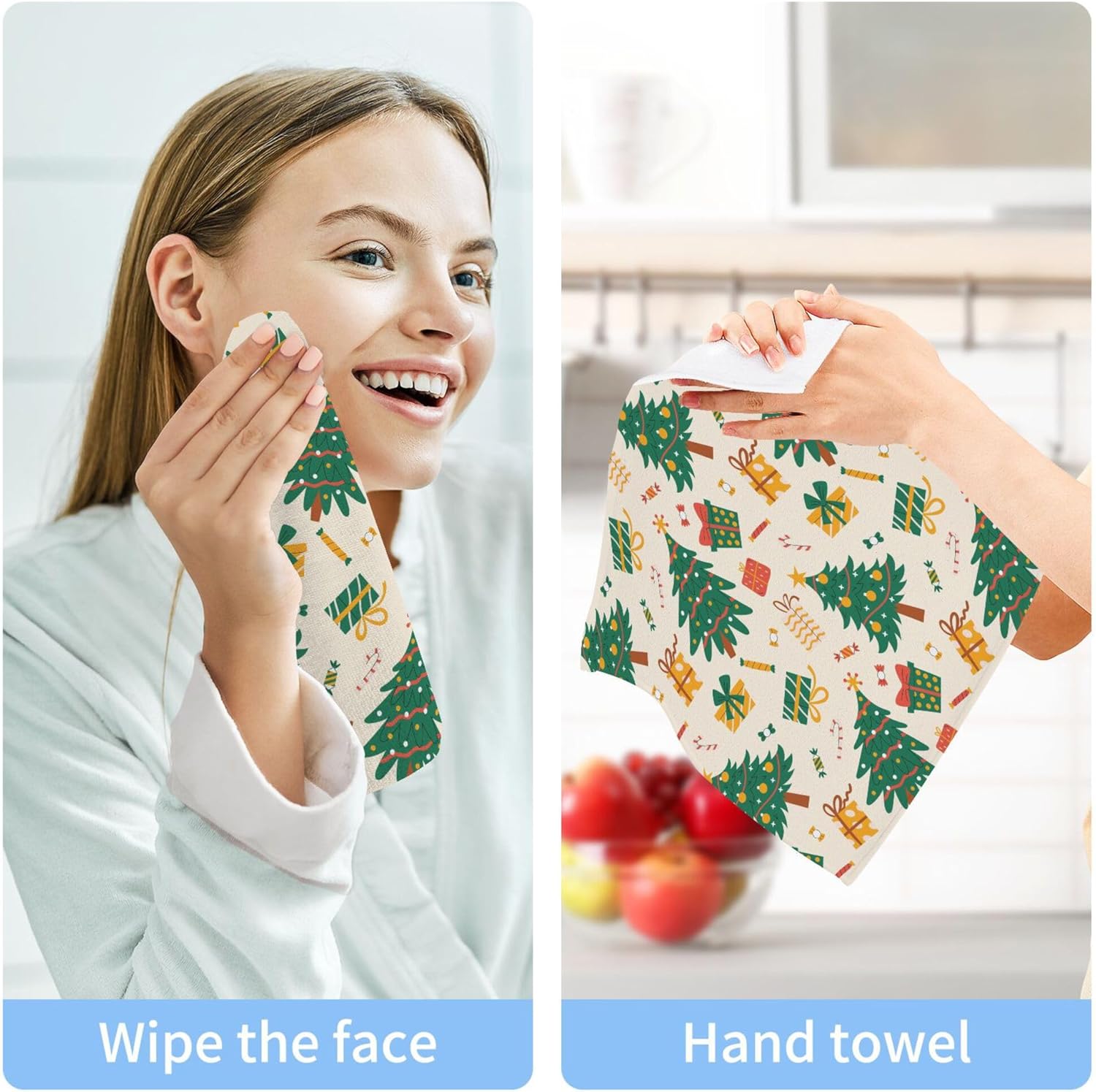 Cute Christmas Tree Washcloth Set