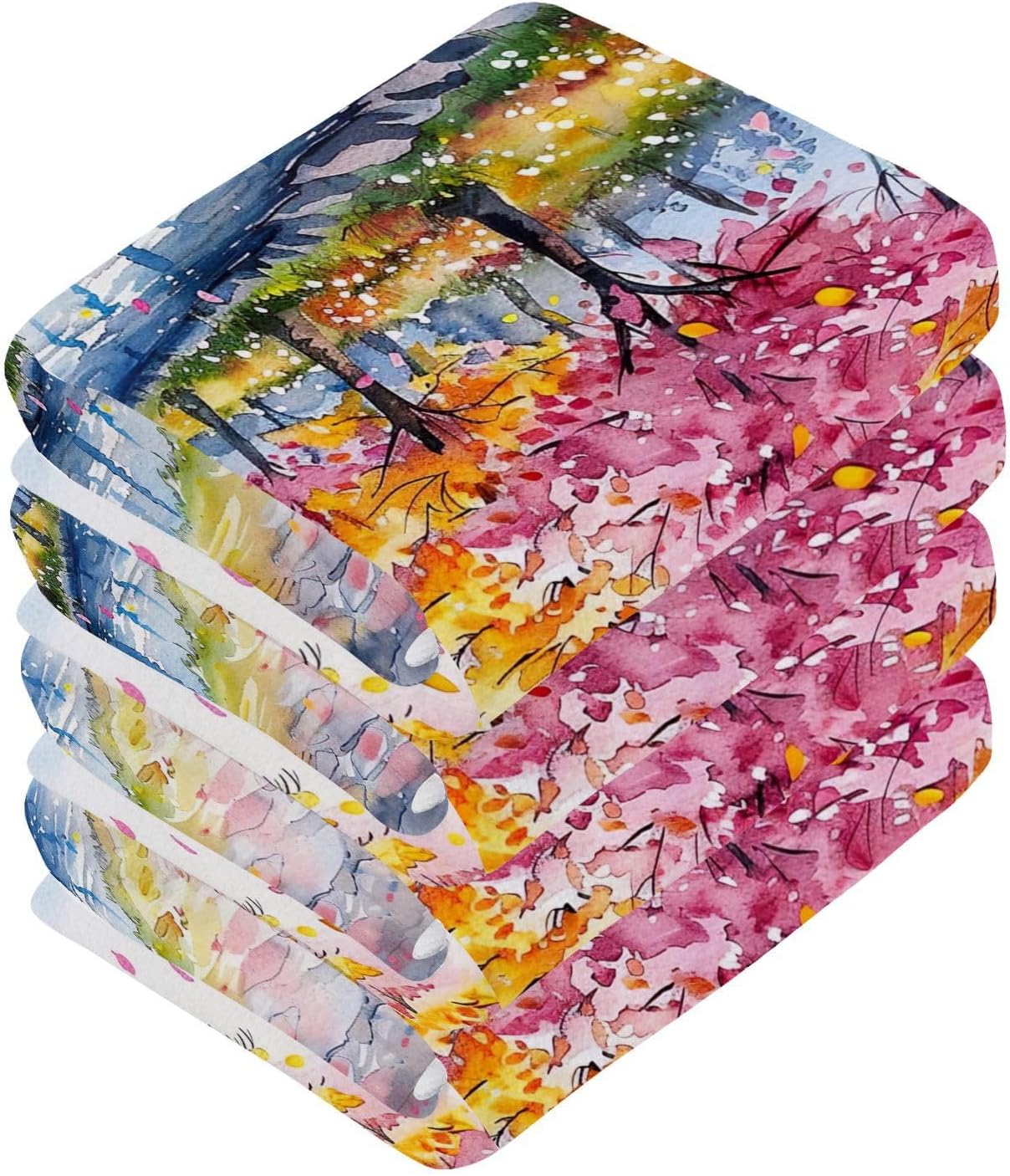 Painting Tree Baby Face Towels Soft Absorbent and Reusable