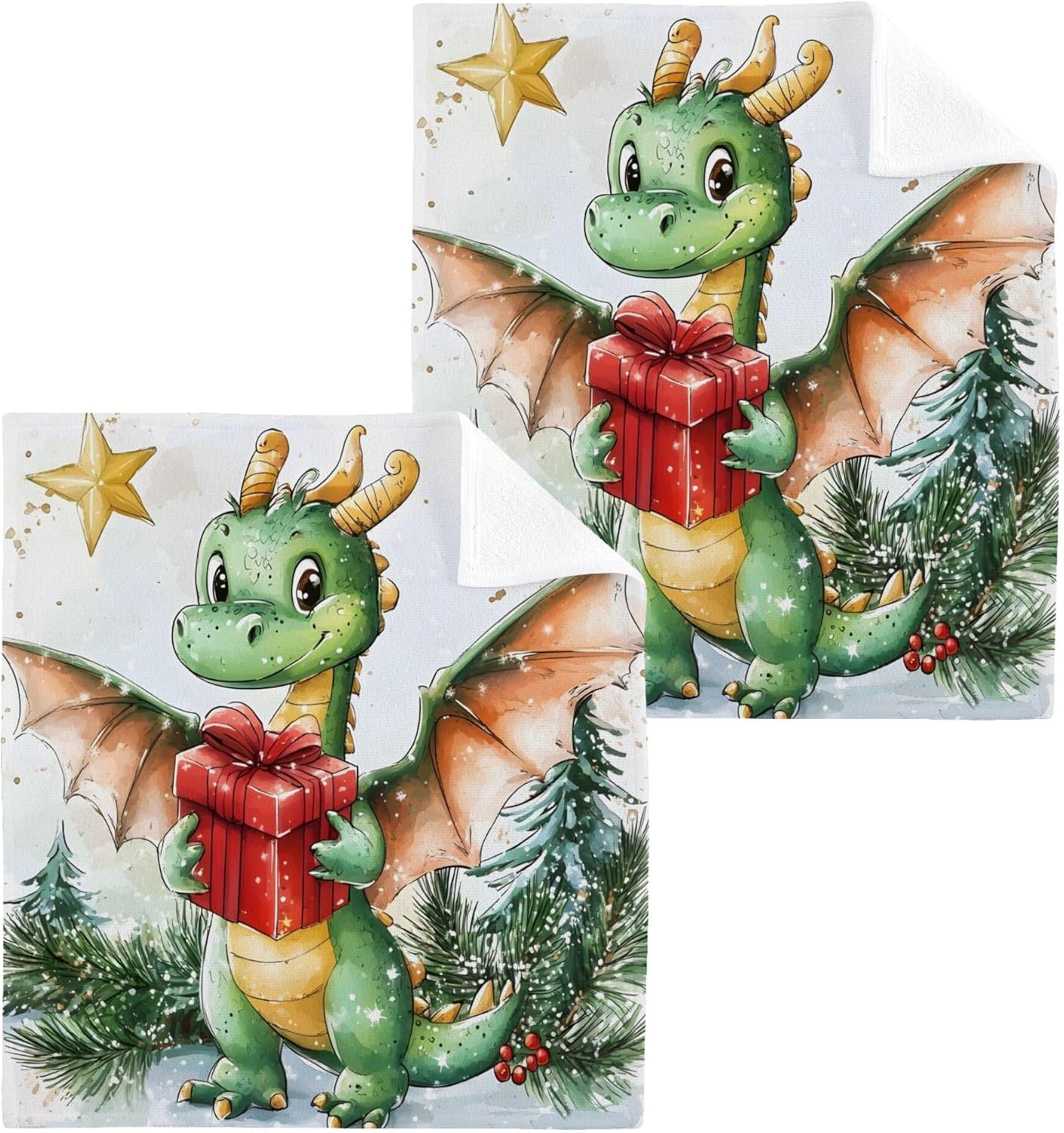 Cute Dragon Fast Drying Multi-Purpose Washcloth Set Perfect for Home Travel