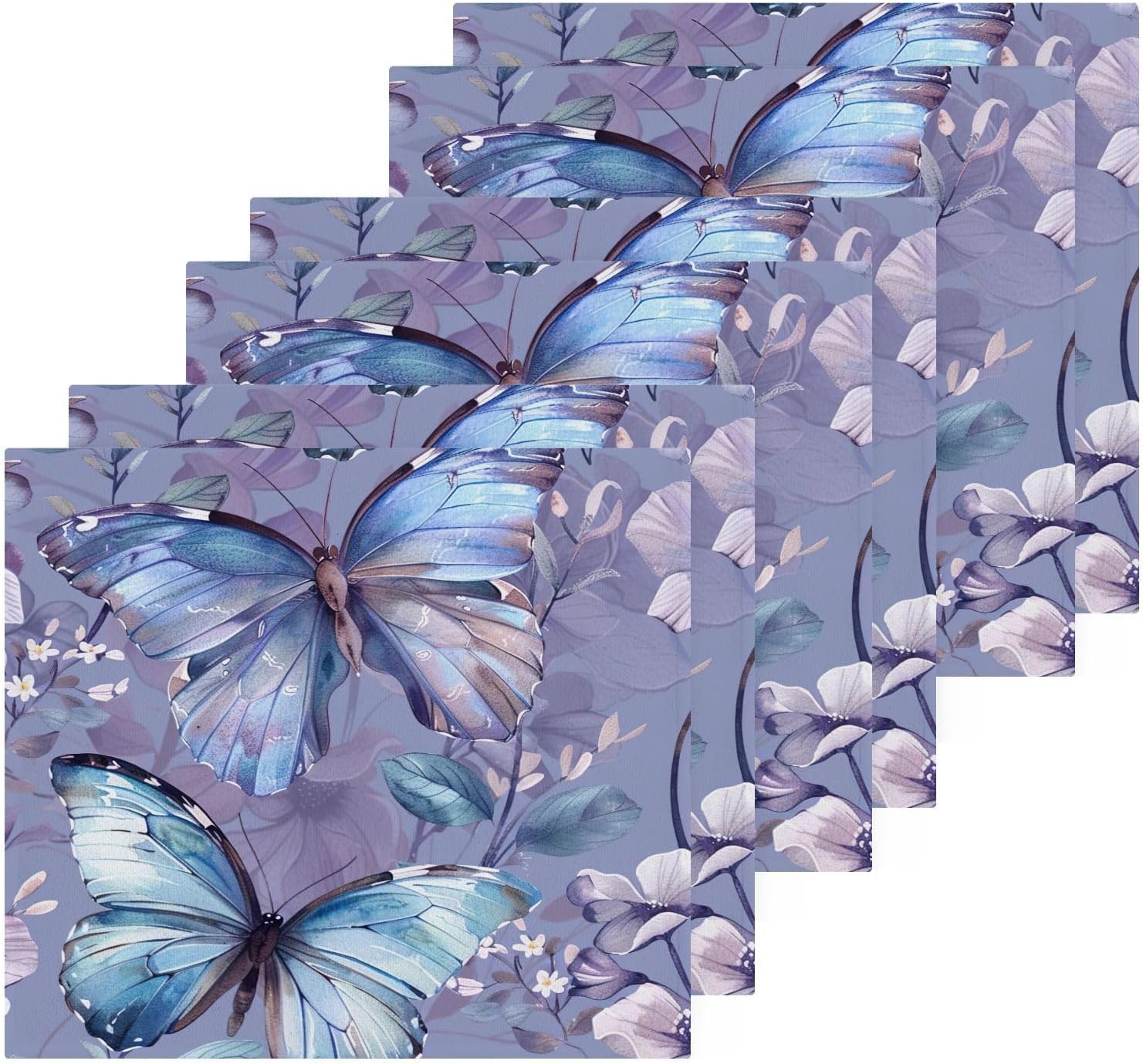 YETTASBIN Butterfly Flower Washcloths Soft and Absorbent Reusable Face Towels