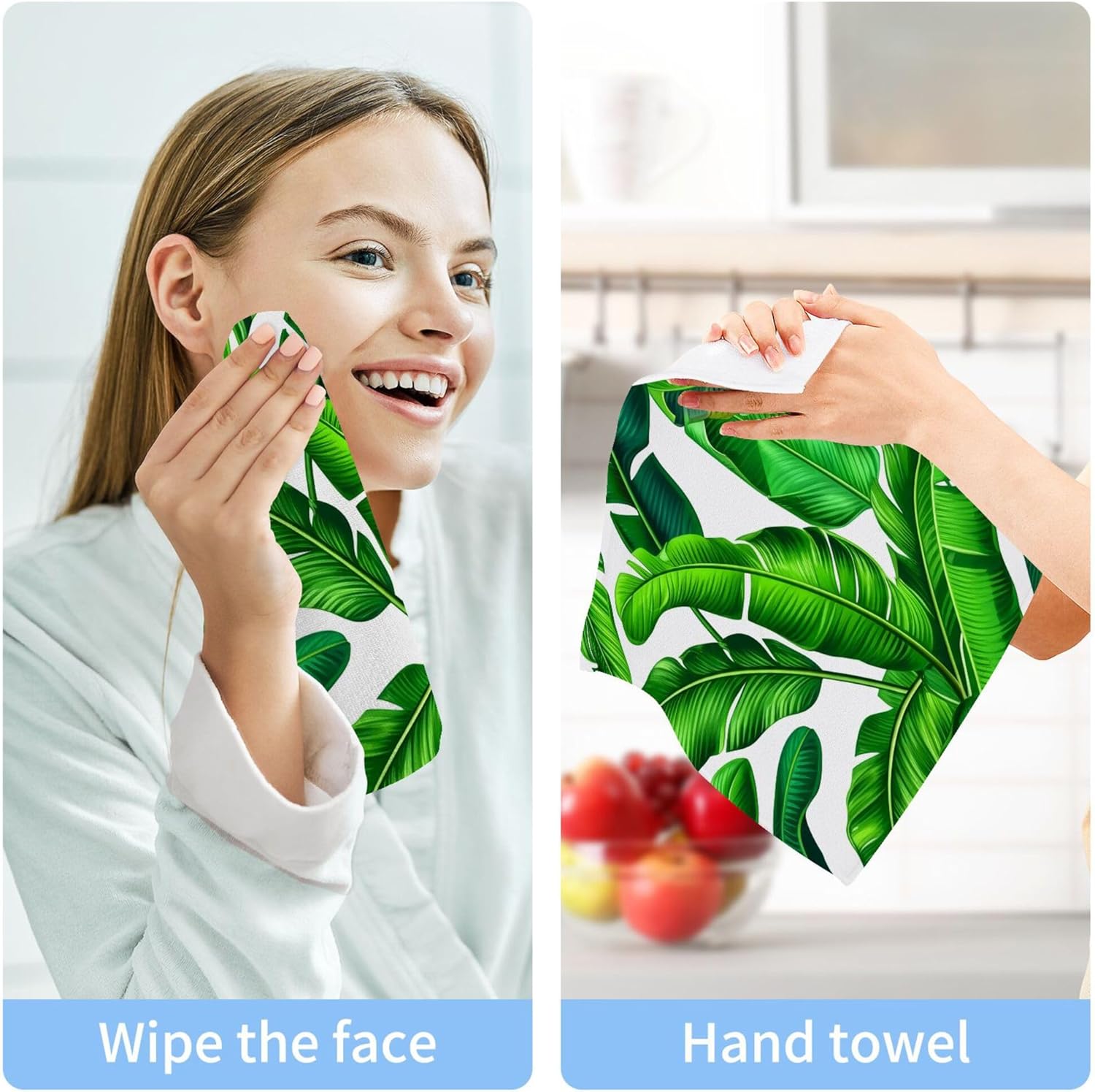 Tropical Green Palm Pure Cotton Washcloths Set - Reusable Face Towels