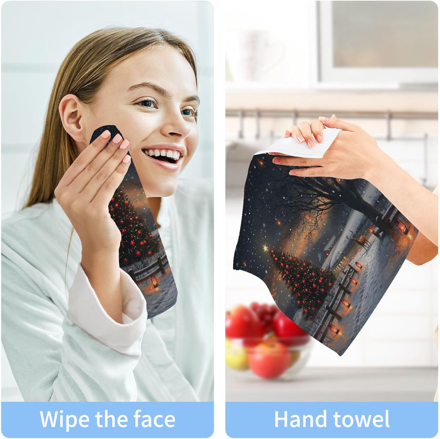 Xigua Christmas Tree Washcloth Set for Home Kitchen