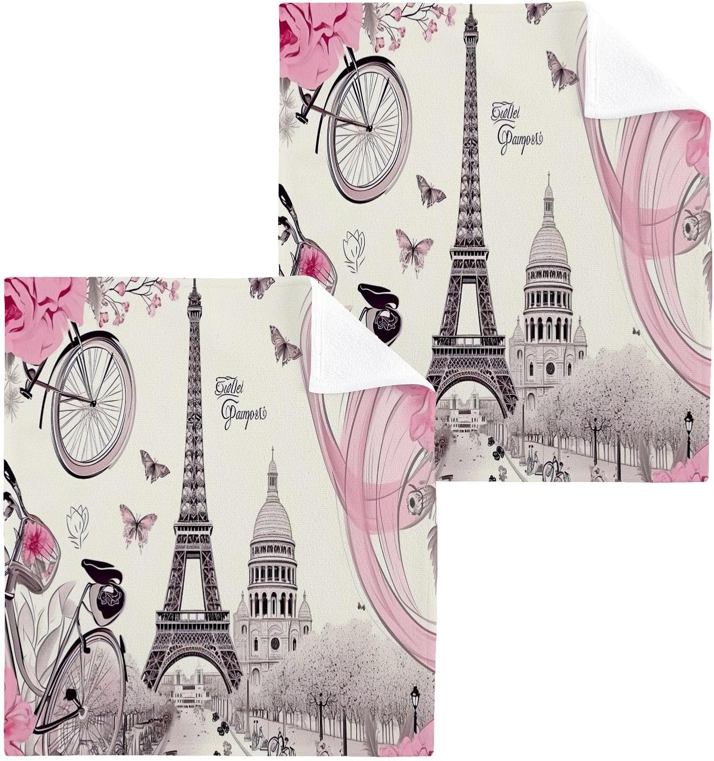 Eiffel Tower Washcloths 2-Pack