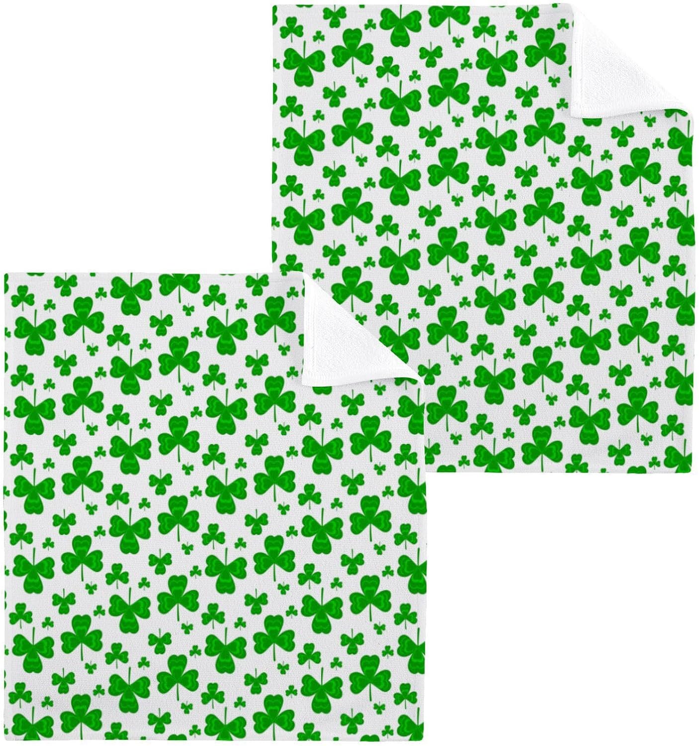 St Patricks Day Clover Washcloth Set 2-Pack