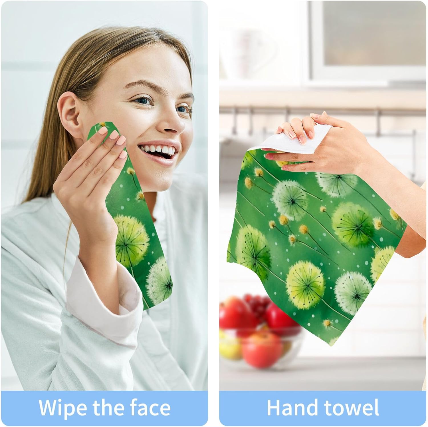Elegant Canvas Dandelion Washcloth Set