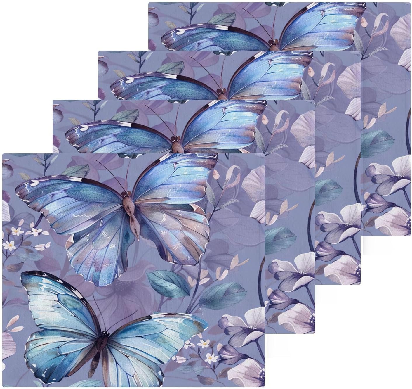 YETTASBIN Butterfly Flower Washcloths Soft and Absorbent Reusable Face Towels