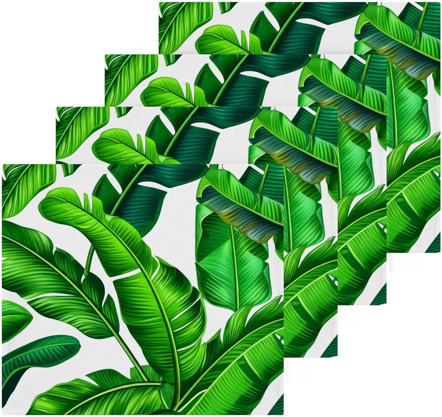 Tropical Green Palm Pure Cotton Washcloths Set - Reusable Face Towels
