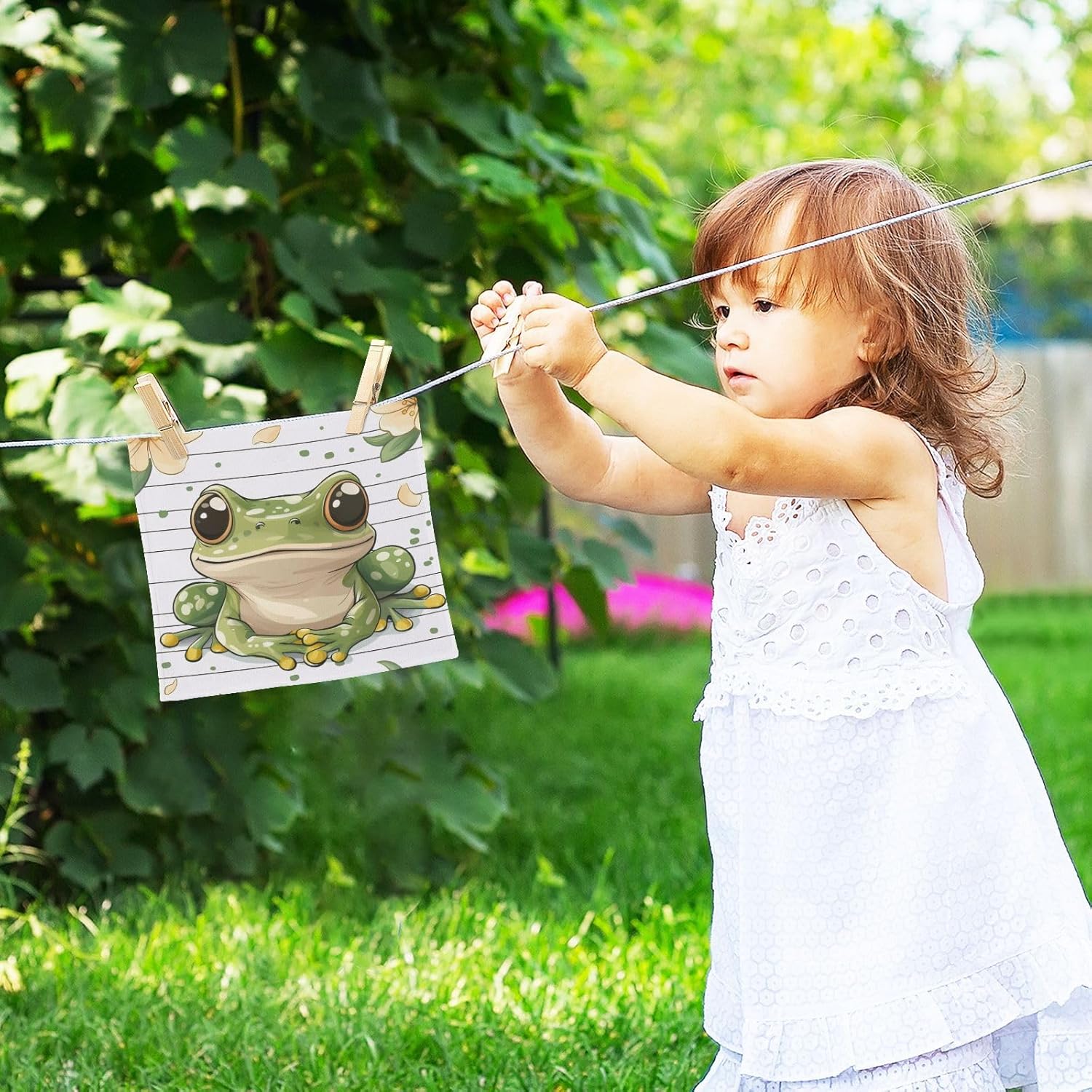 2-Pack Cute Frog Washcloths for Bathroom 12x12in