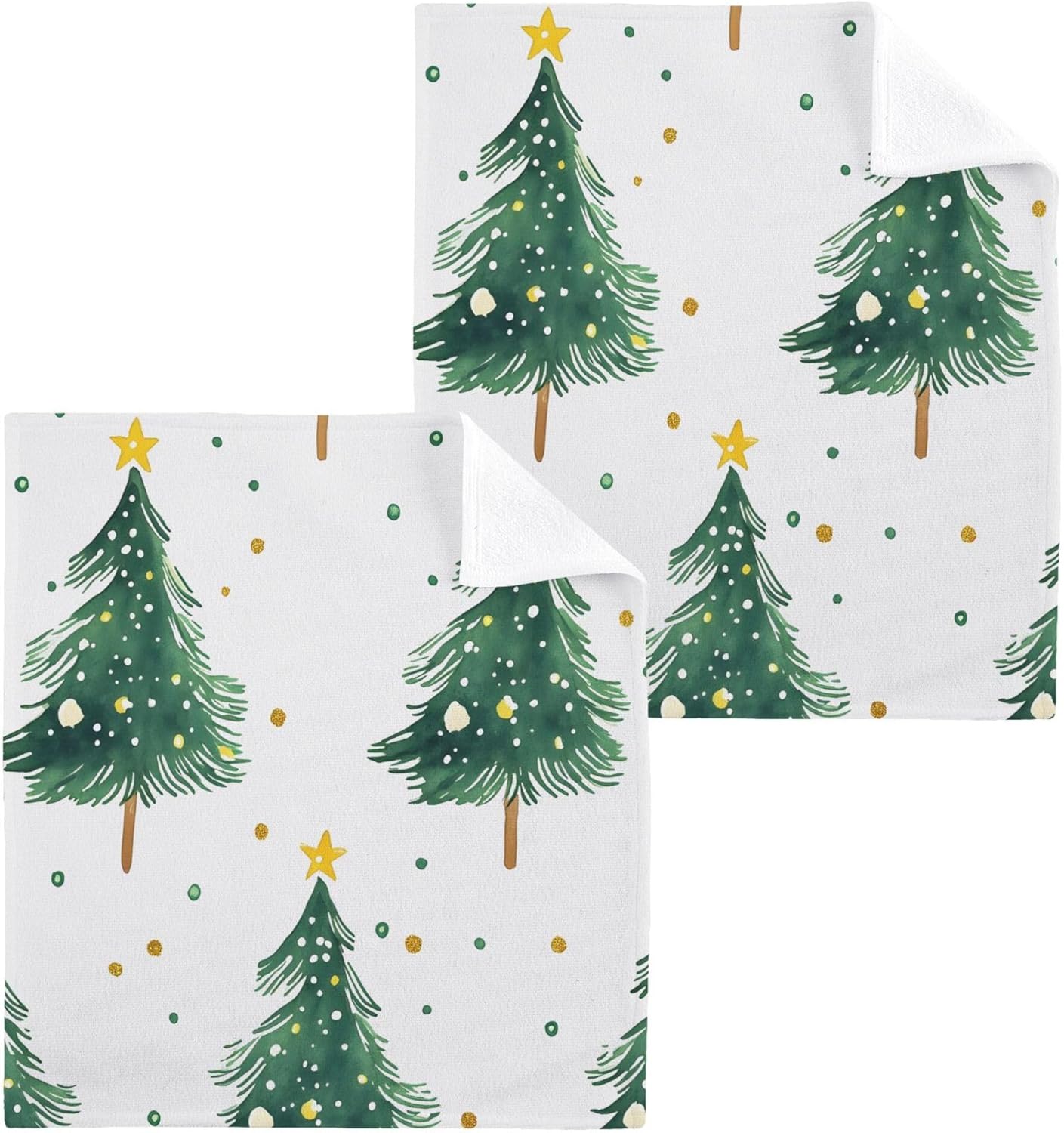 Stunning Christmas Tree Washcloth Set for Your Home and Travel