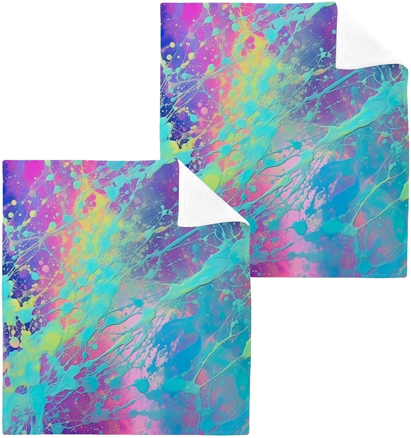 Iridescent Washcloth Set Soft AbsorbentReusable Washcloths for Baby and Fingertip Towels
