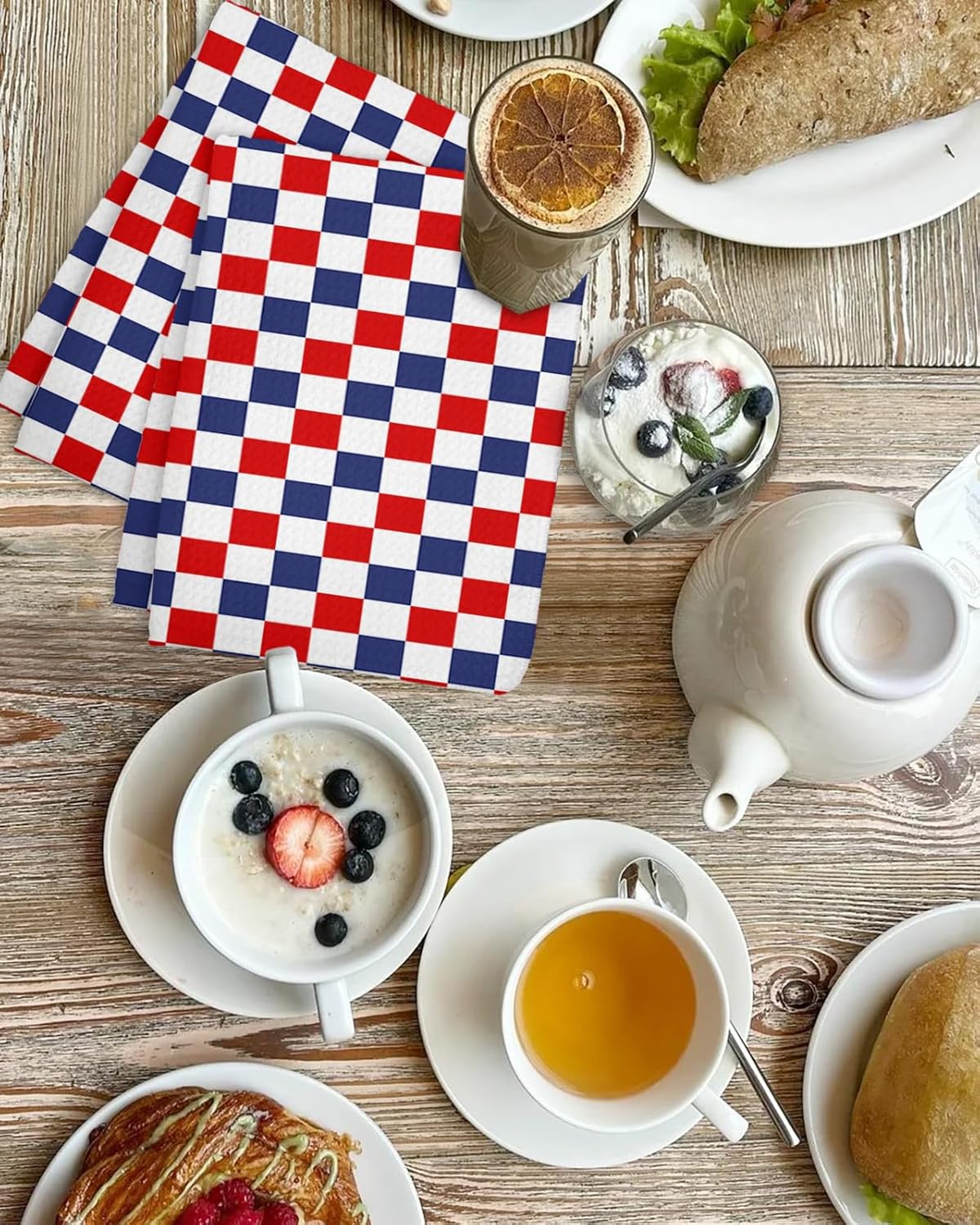 Checkered Flag Waffle Kitchen Towels Set of 3