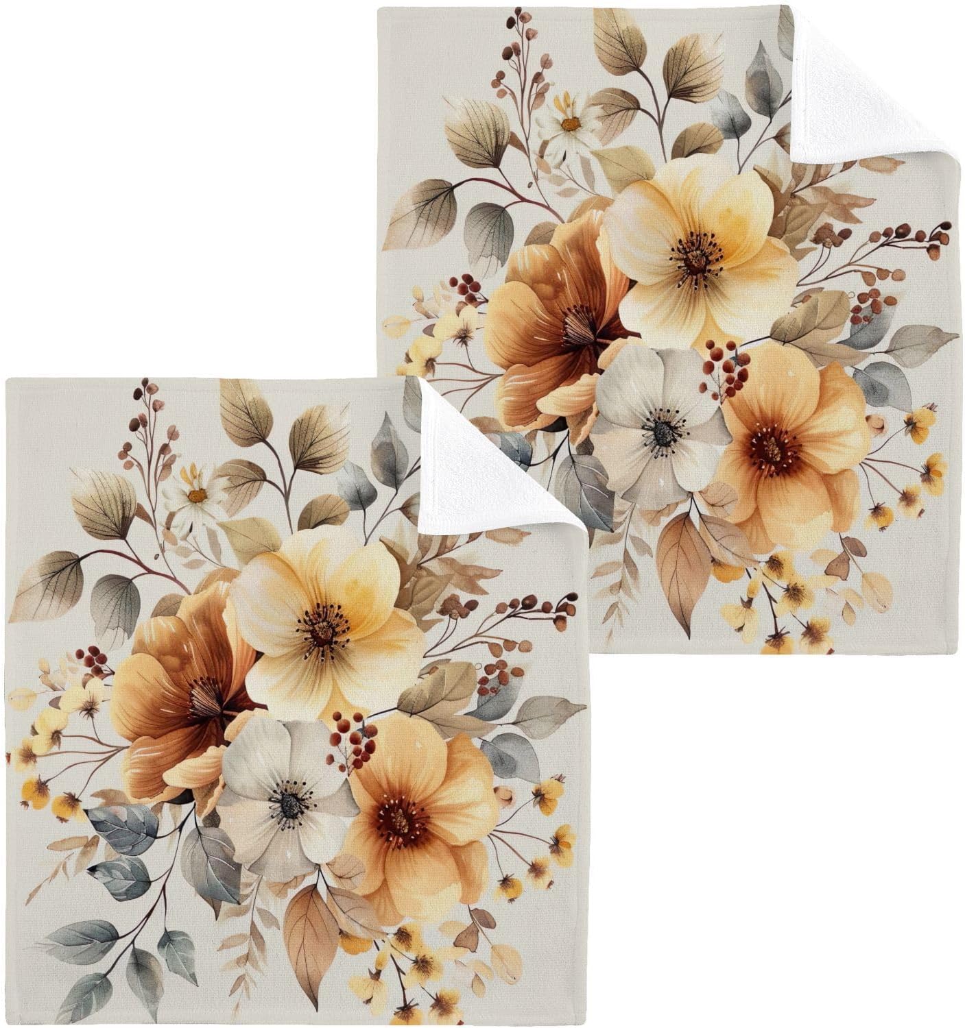 YETTASBIN Beautiful Flower Washcloths 2 Pack 1