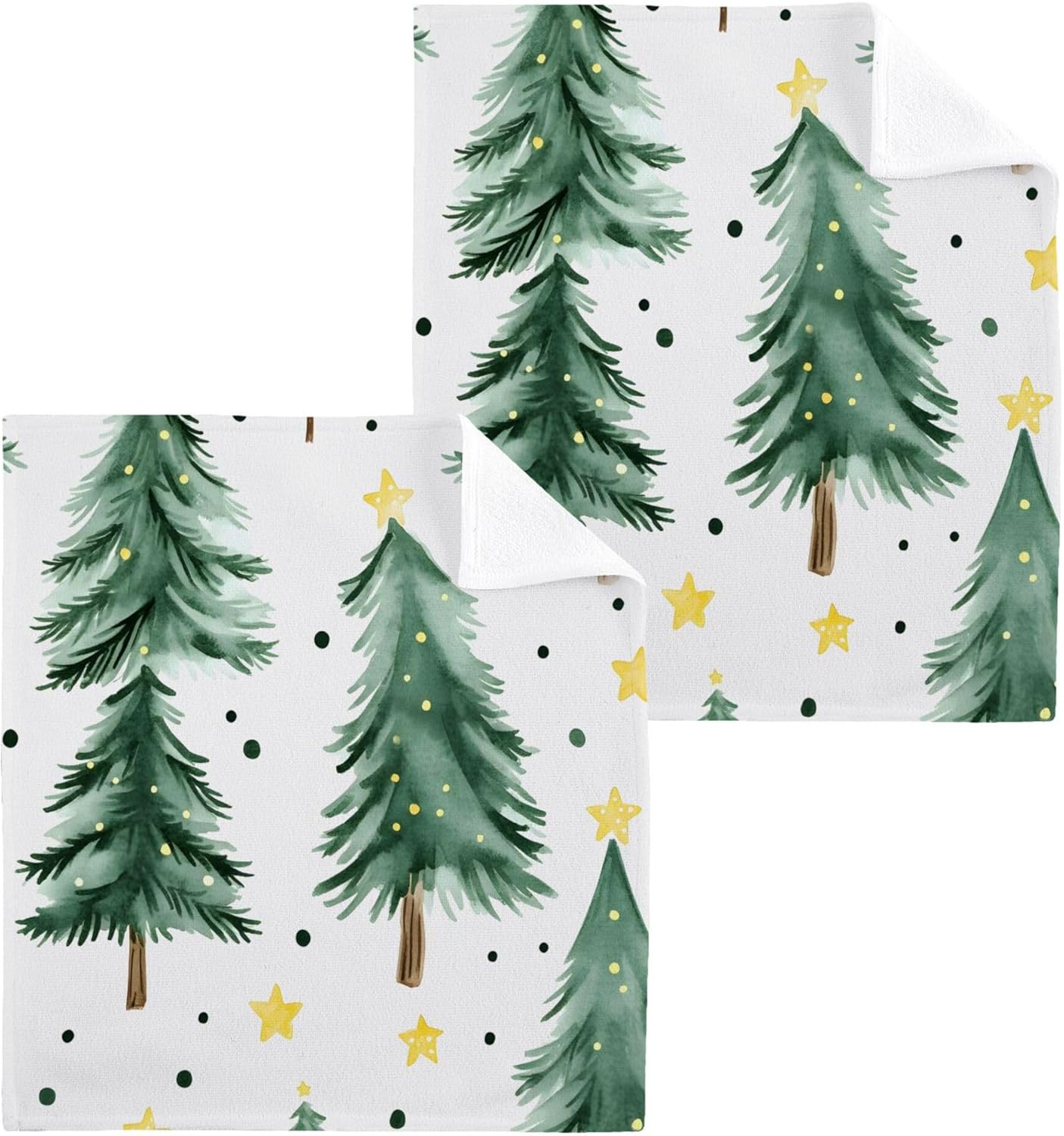 Xigua Christmas Tree Washcloth Set - Fast Drying Multi-Purpose Towels