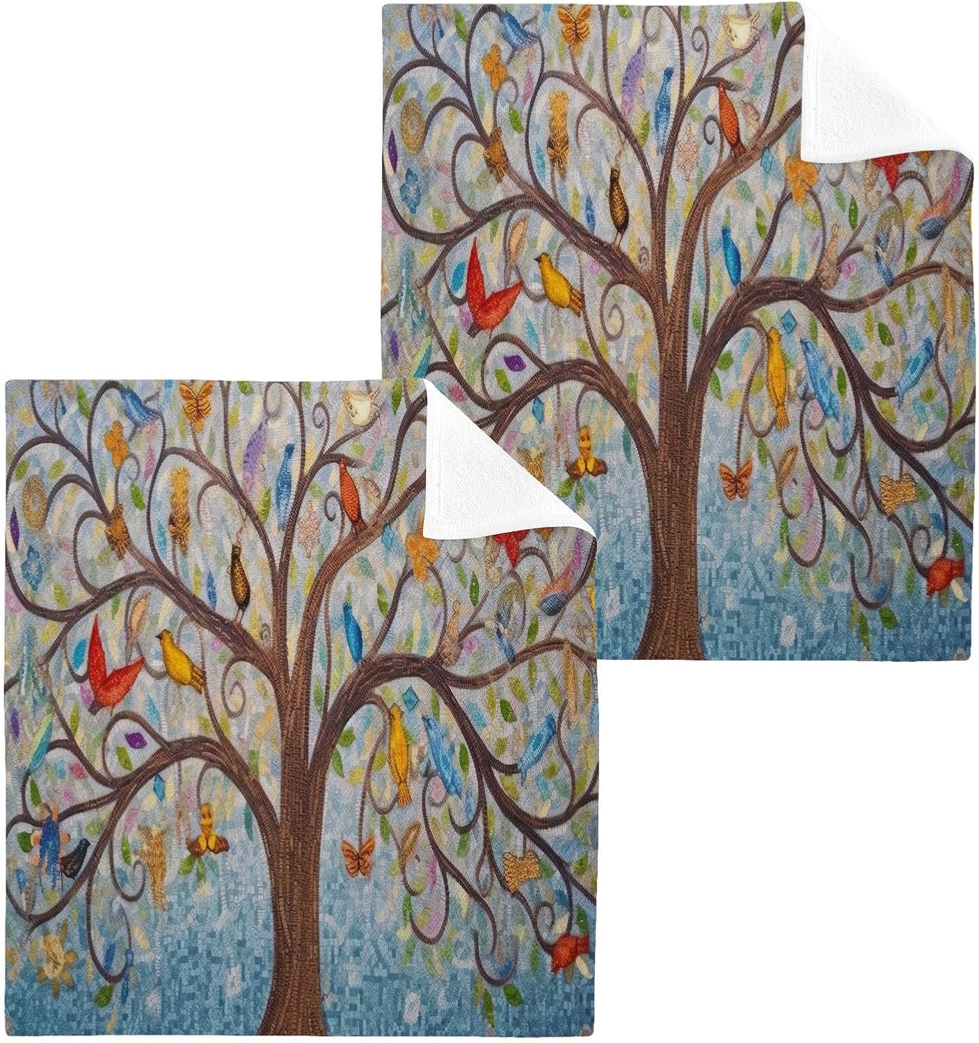Yettasbin Art Tree Washcloth Set Soft Reusable