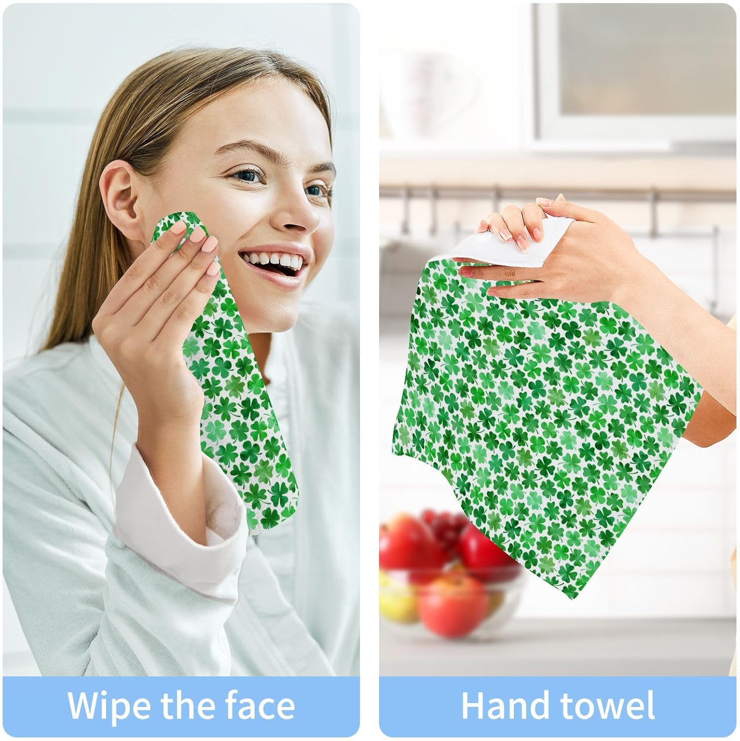 St Patricks Day Soft Washcloth SetReusable Washable