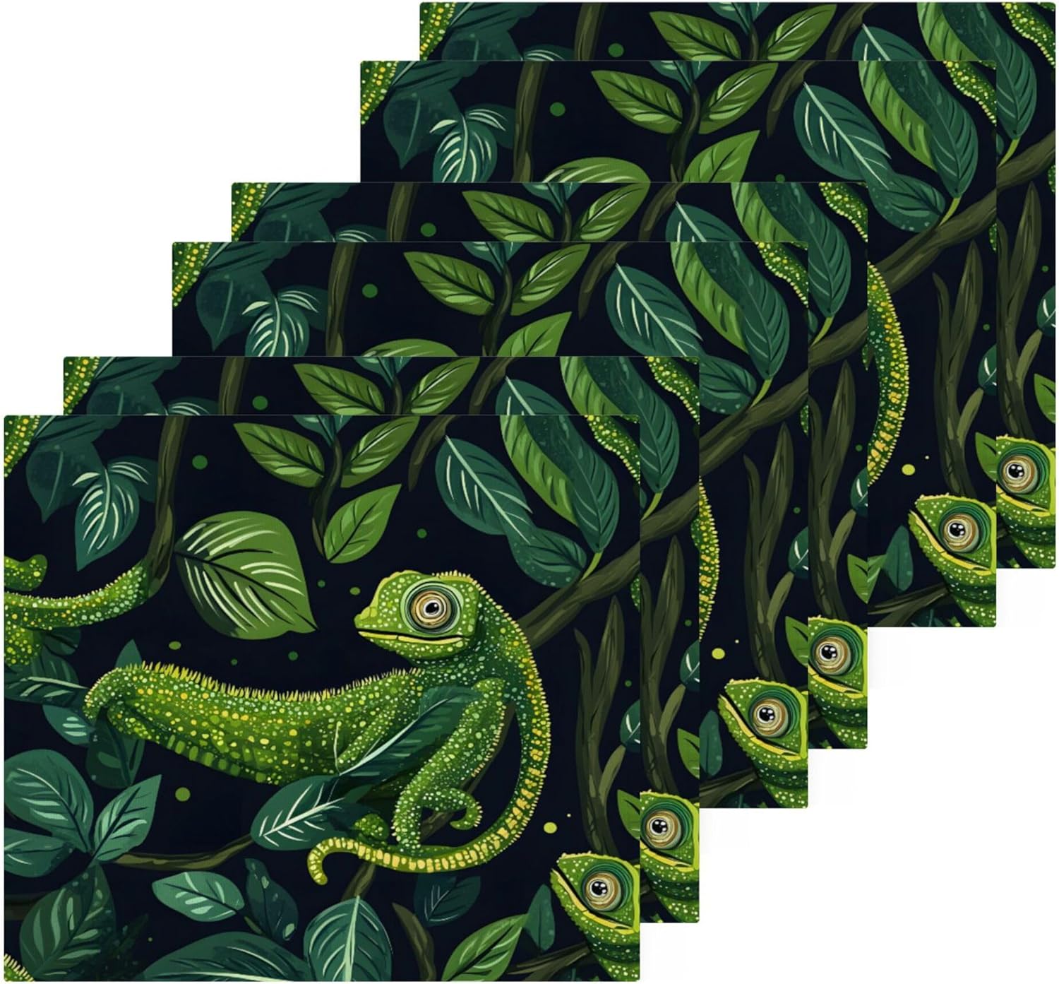 Xigua Green Chameleons Washcloths Set 2-12 X 12 Inch
