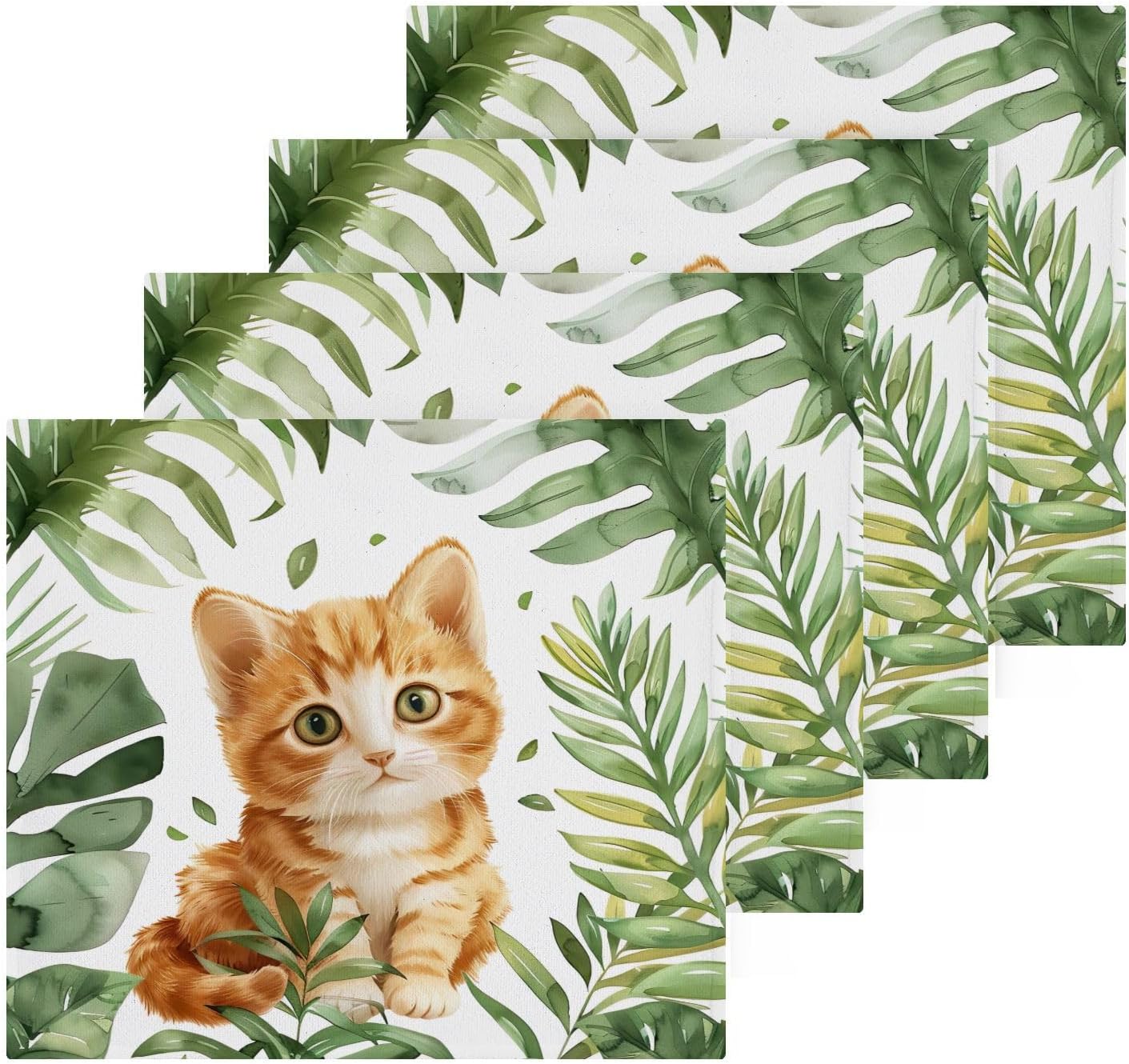 YETTASBIN Cat Leaves Washcloth Set 2-Pack