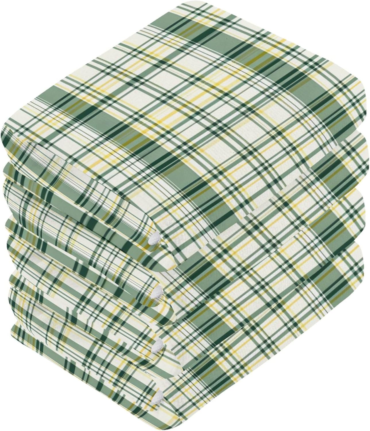 Xigua Green Tartan Washcloth Set