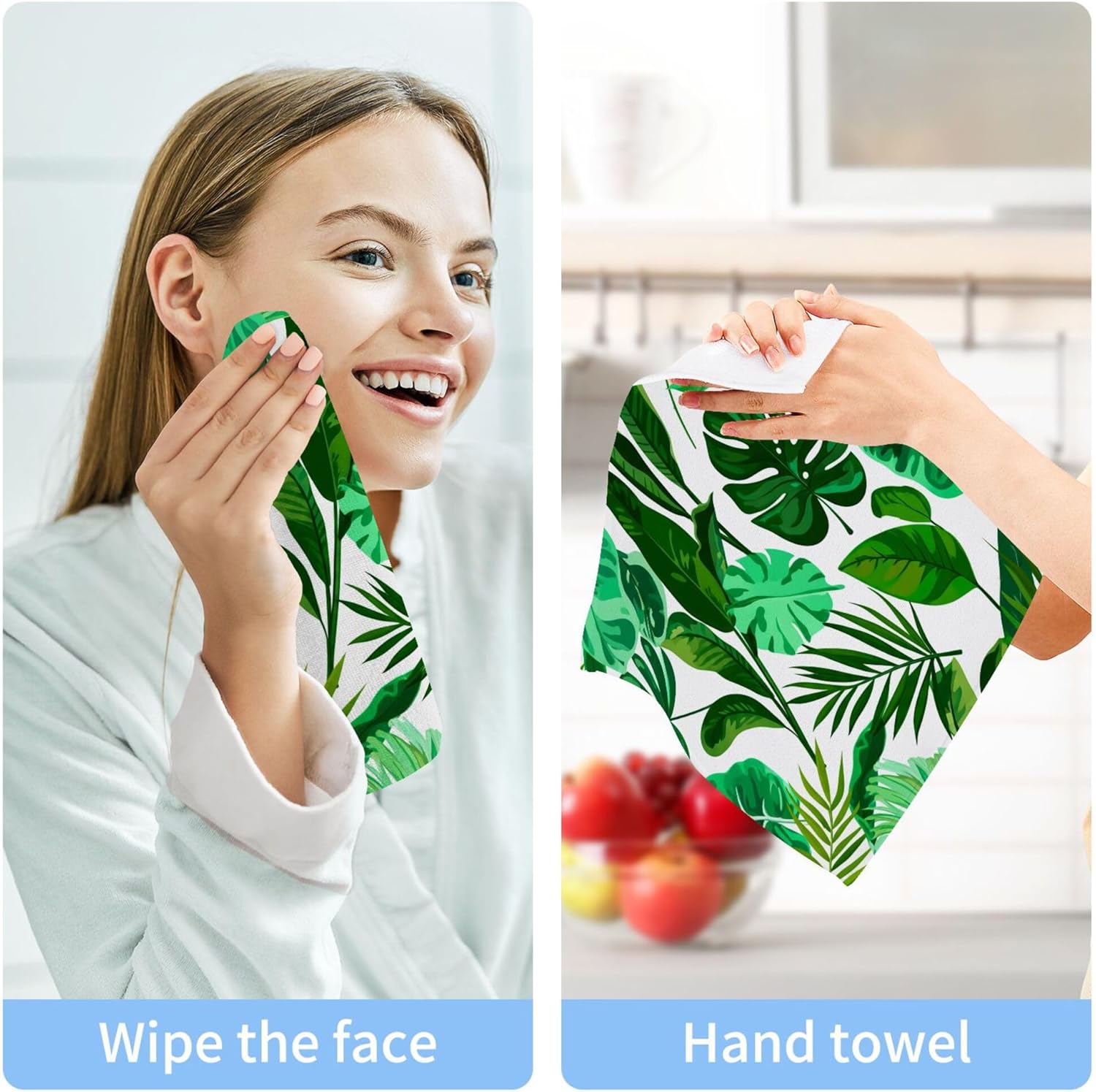 Tropical Green Palm Pure Cotton Washcloths 2-Pack