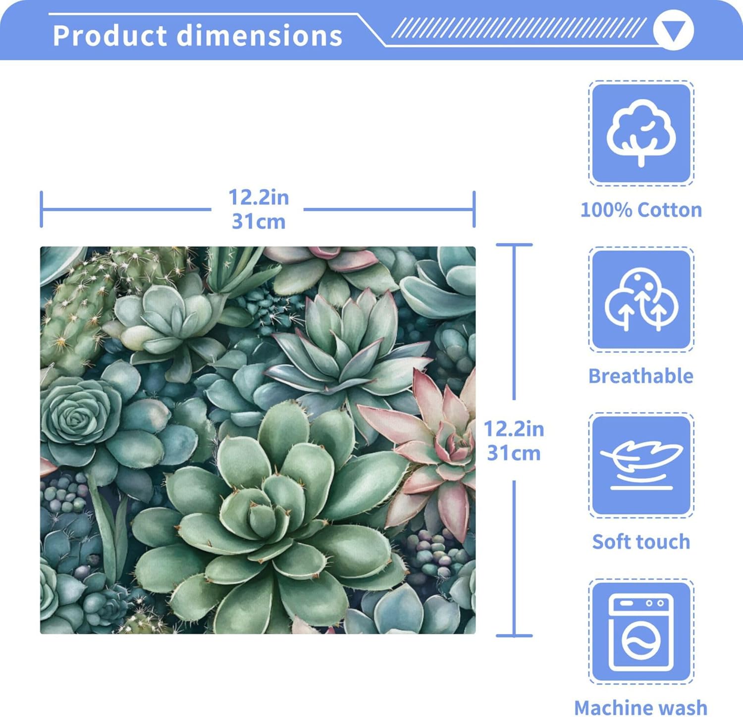 Vibrant Succulents and Cacti Washcloths for Hand and Face