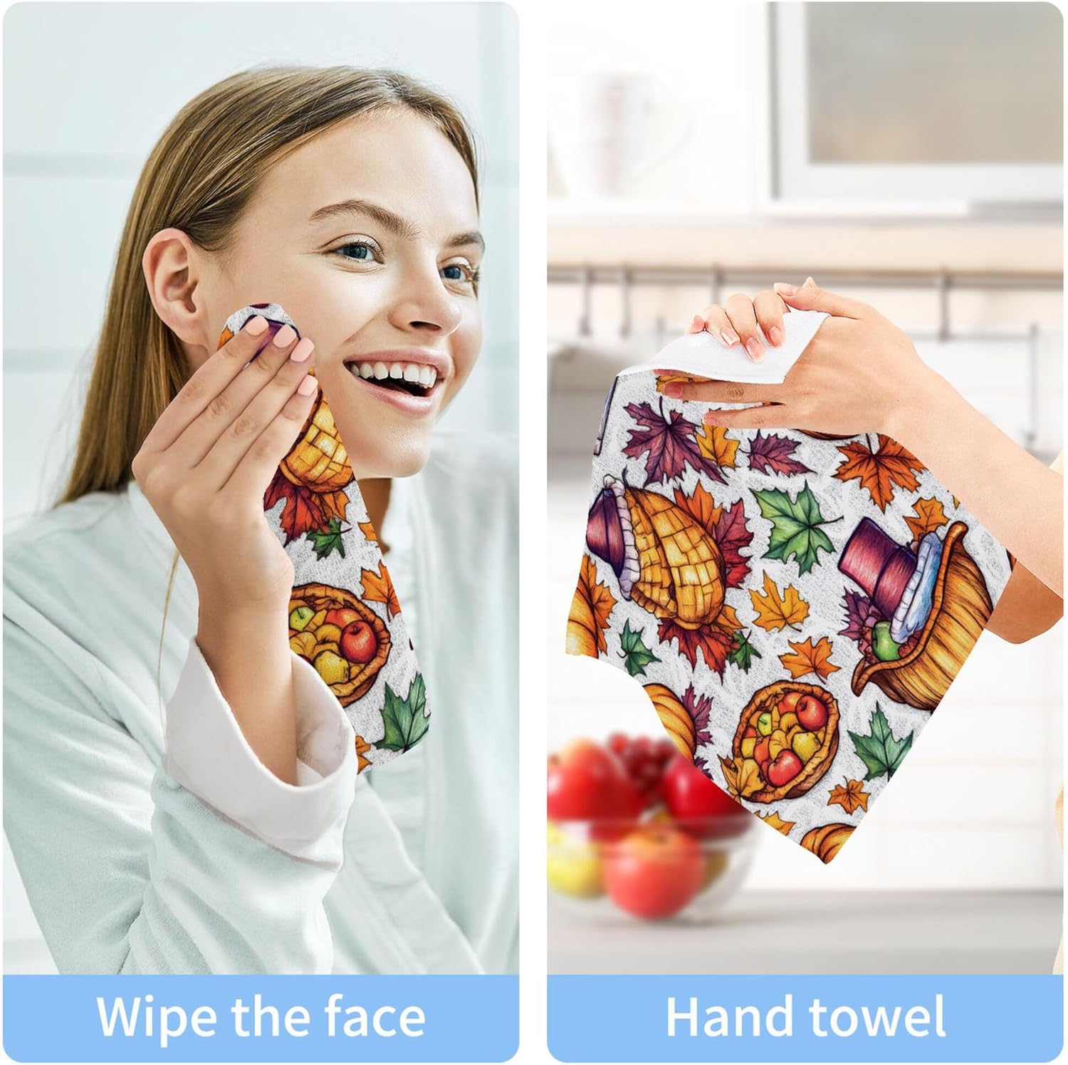 Thanksgiving Size Washcloth Set for Home Kitchen