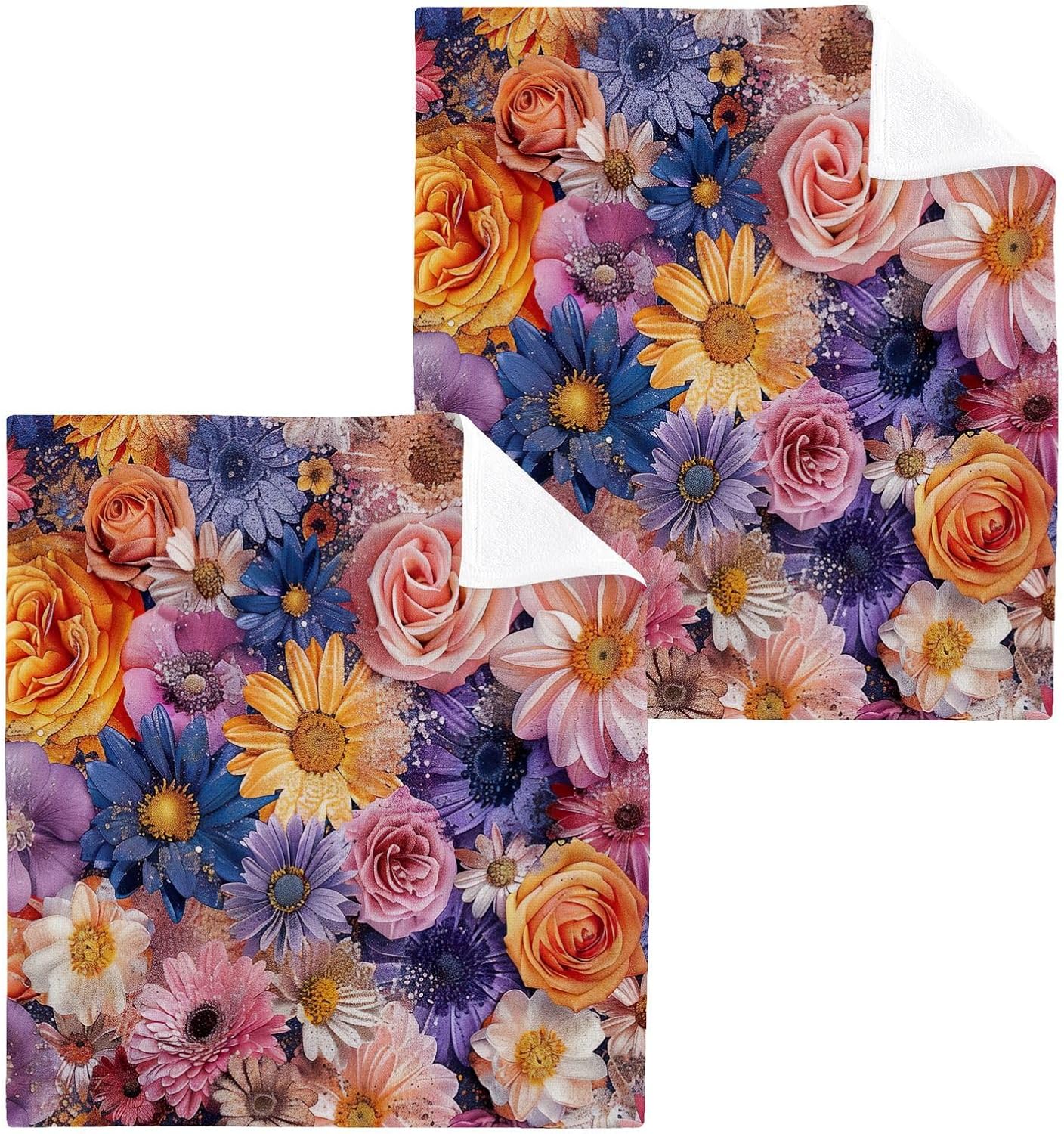 Yetinas Bin Peony Flower Washcloths 2-Pack