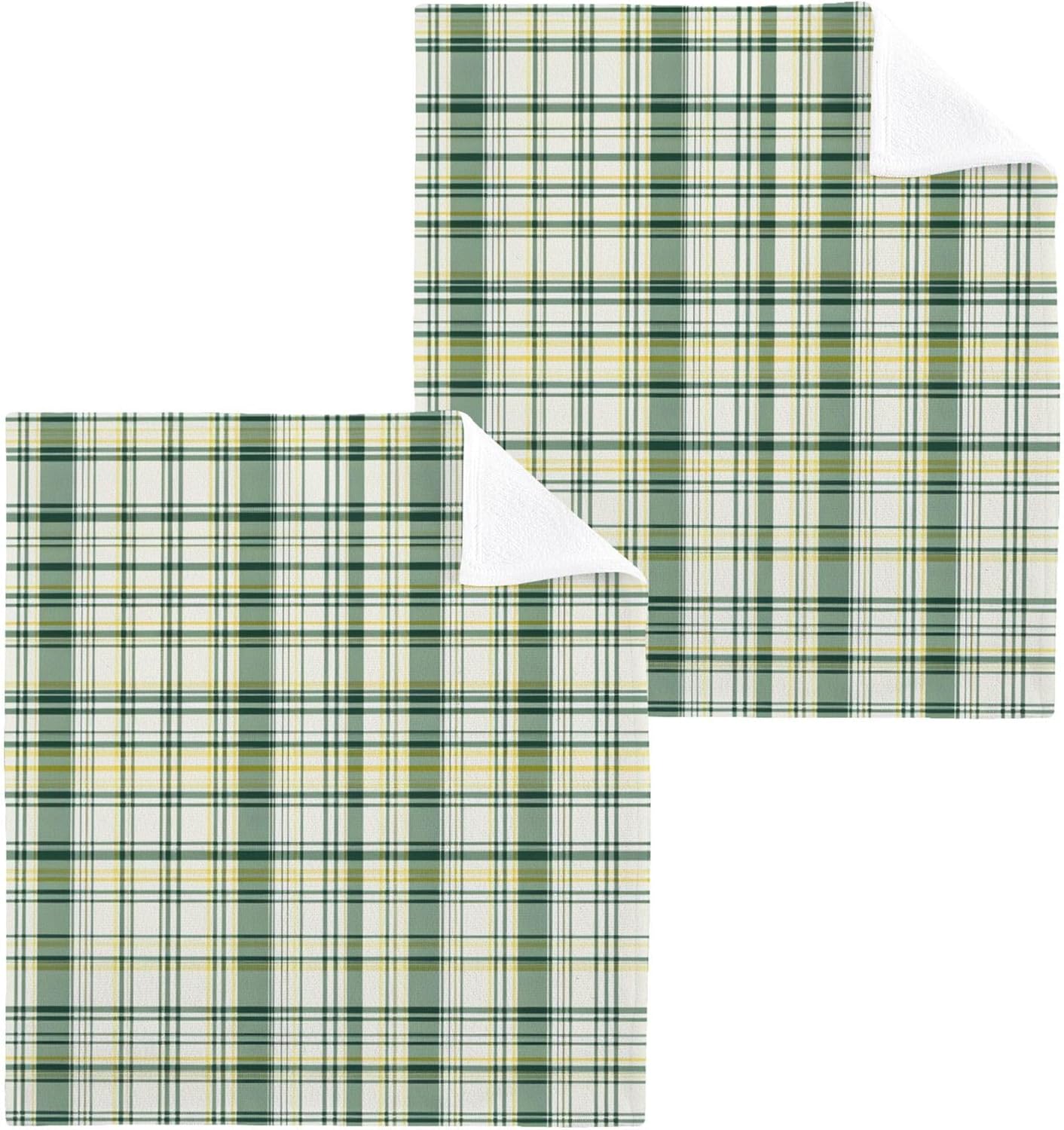 Xigua Green Tartan Washcloth Set