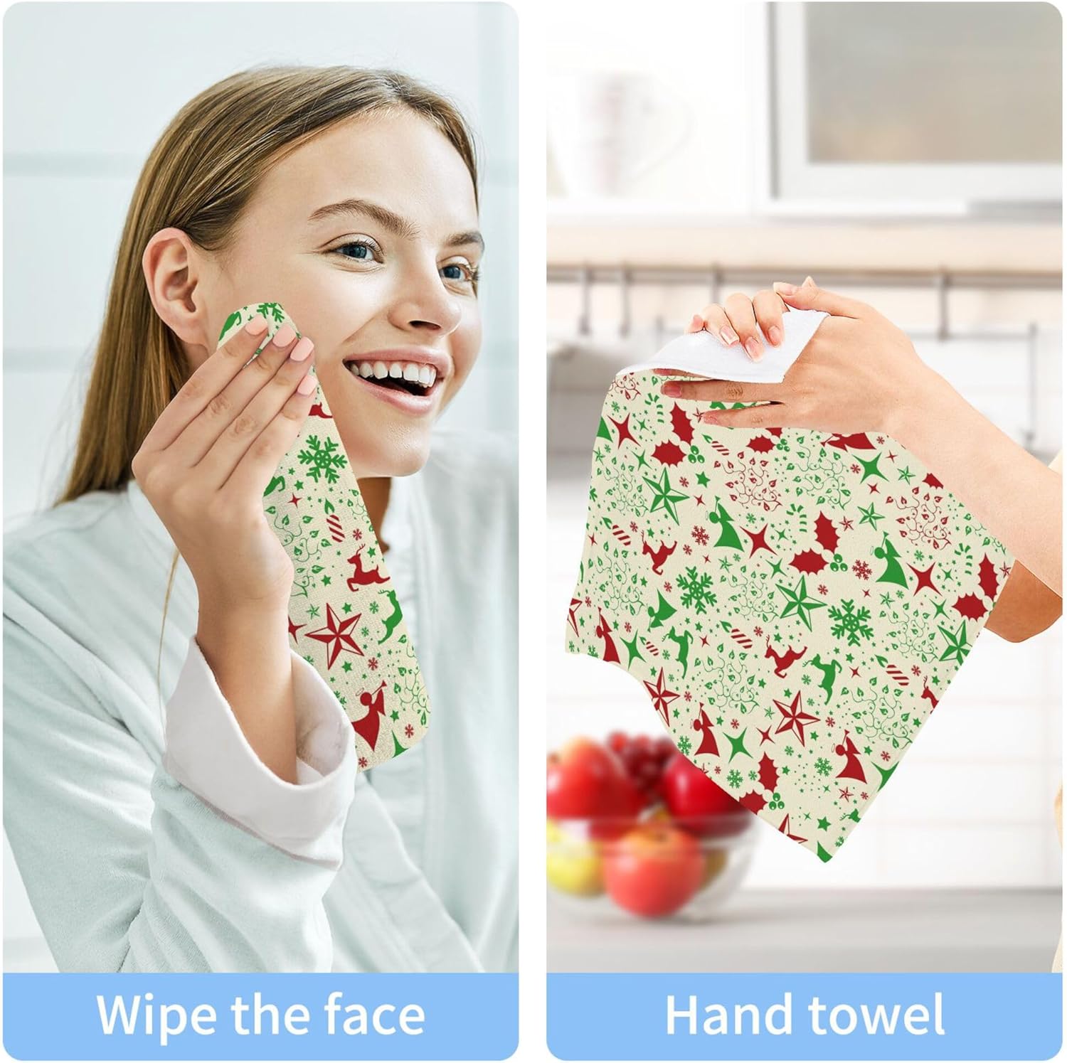 Xigua Christmas Deer Fast-Drying Washcloth Set