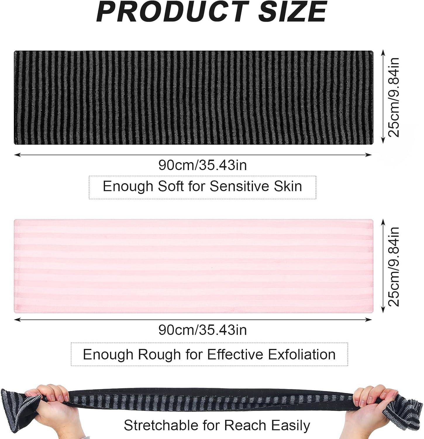 2pcs Exfoliating Washcloth Shower Towel - Black and Pink