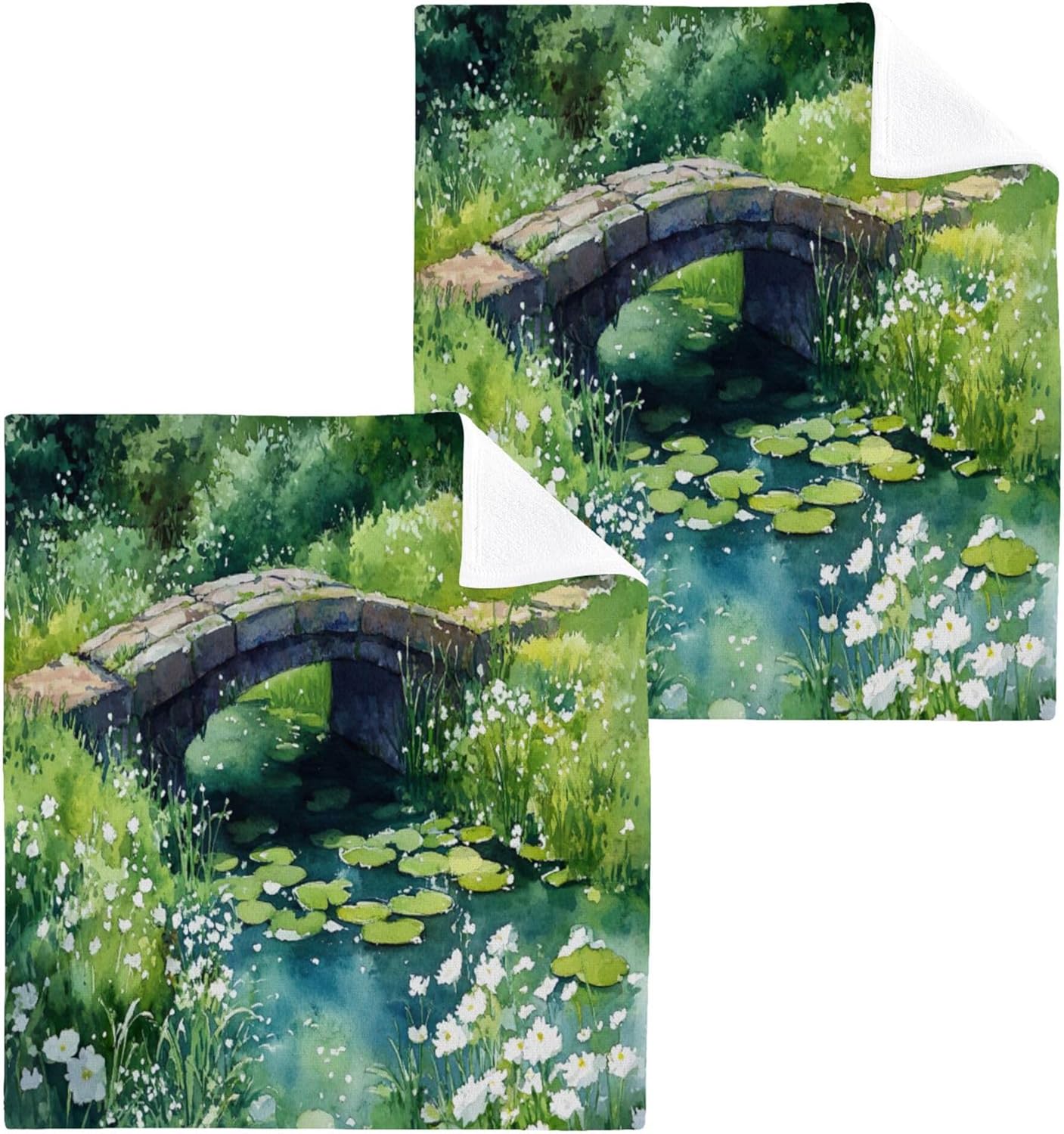 Xigua Watercolor Landscape Washcloth Set