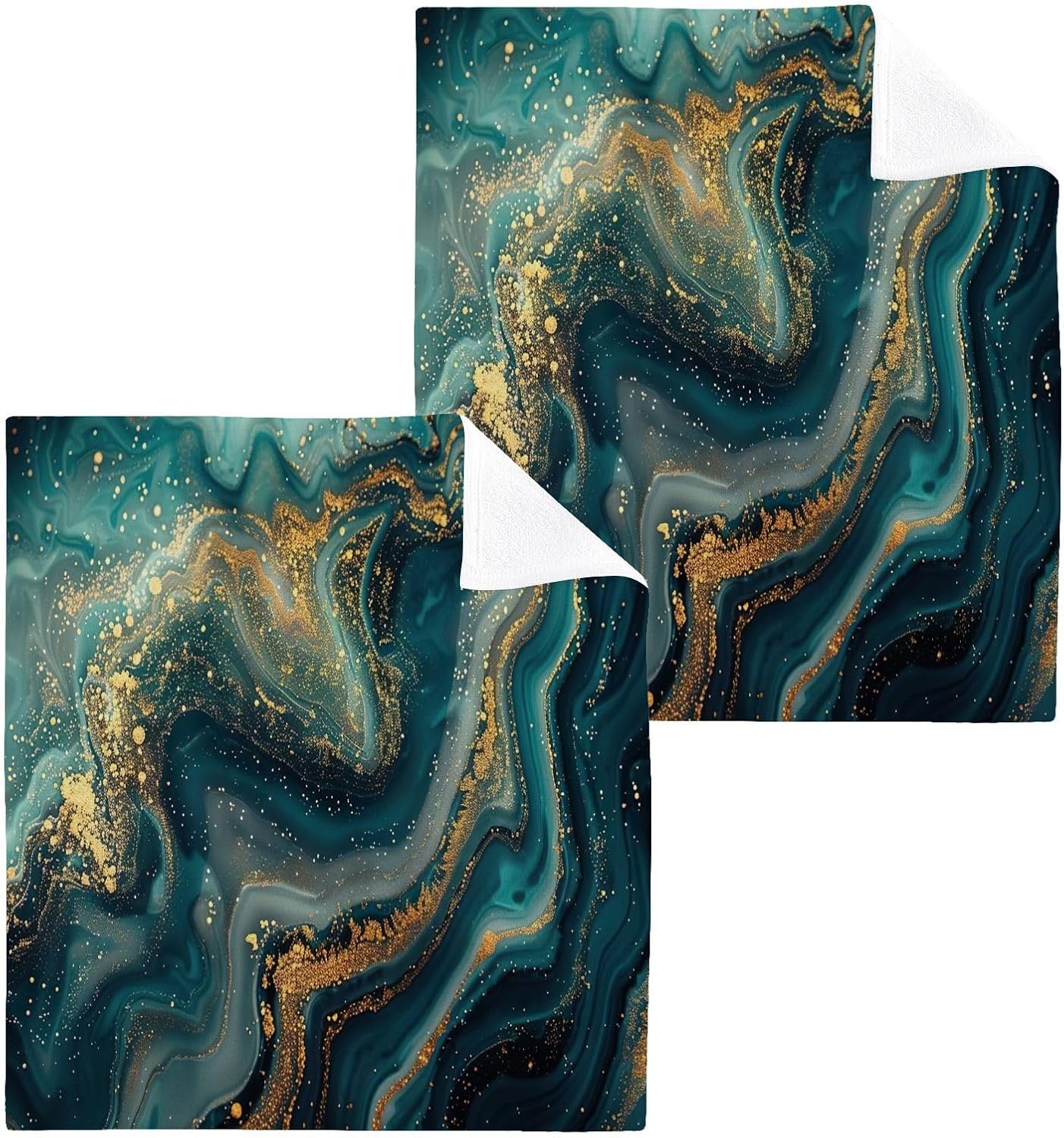 Green Marble Washcloth 2-Pack
