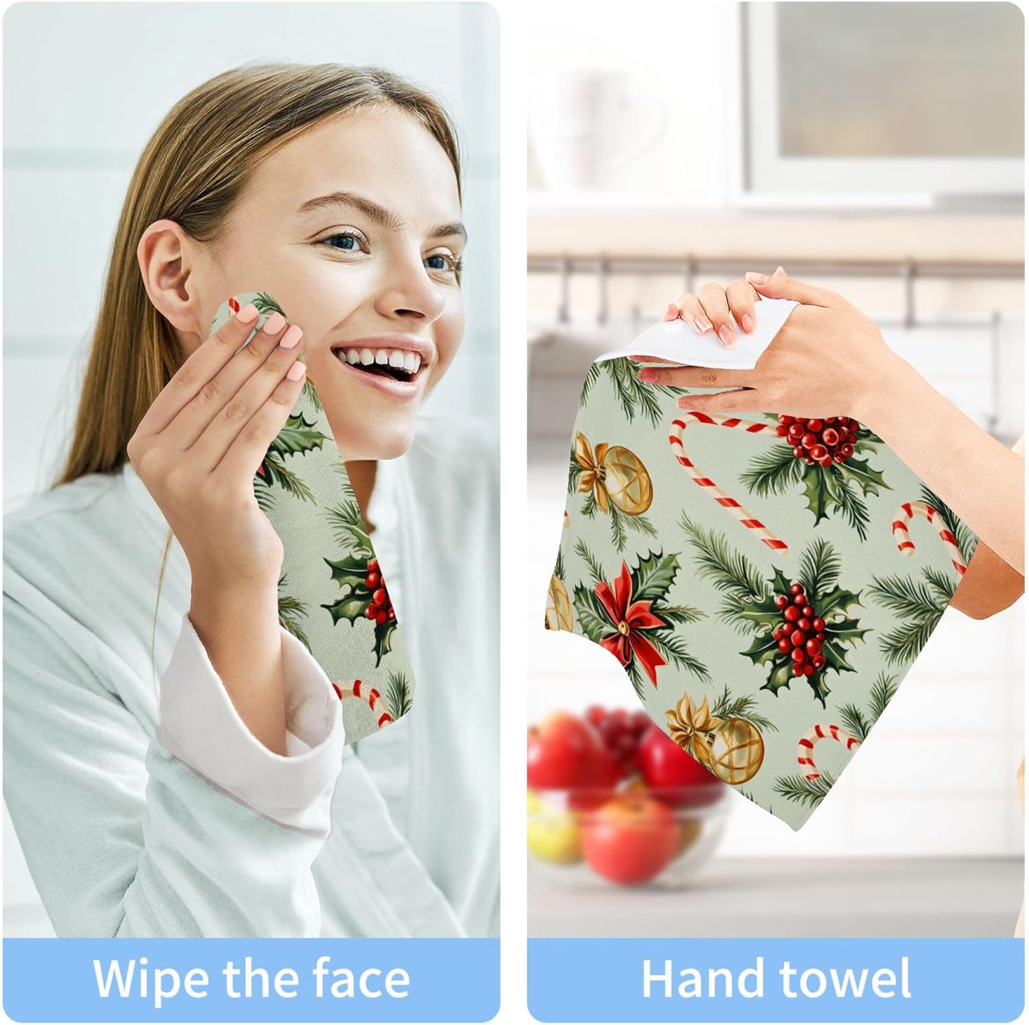 Xigua Christmas Candy Washcloth Set - 12x12