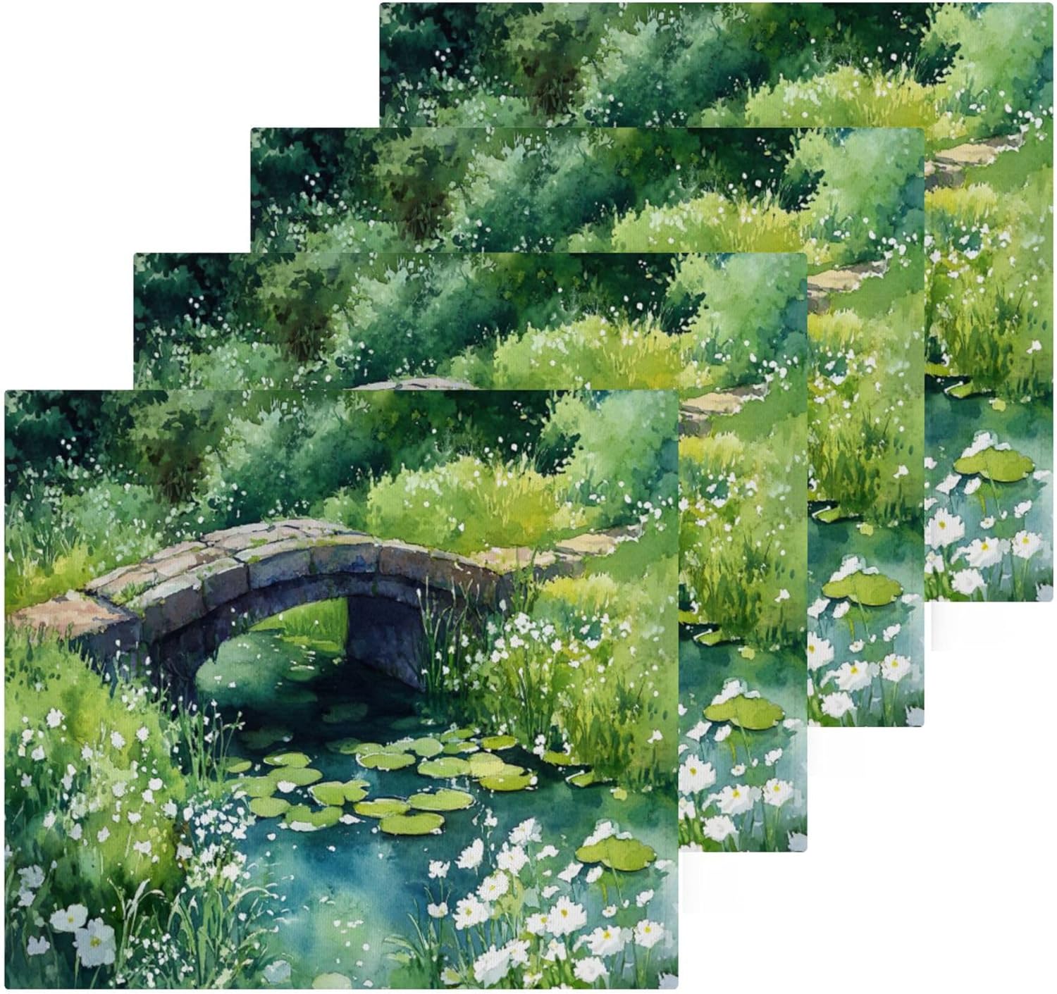 Xigua Watercolor Landscape Washcloth Set