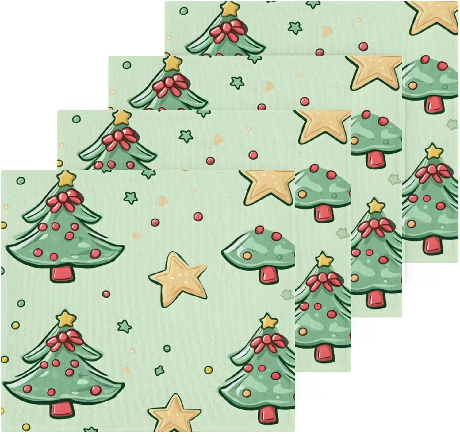 Xigua Christmas Tree Washcloth Set Multi-Functional Eco-Friendly