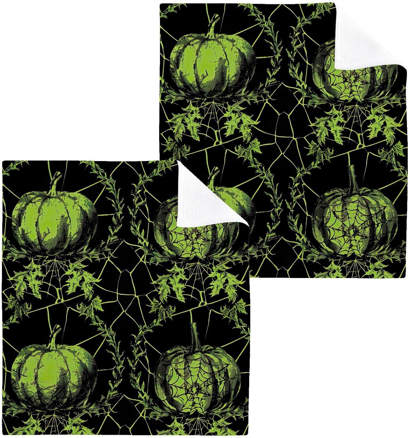 YETTASBIN Halloween Pumpkin Washcloths 2 Pack 1