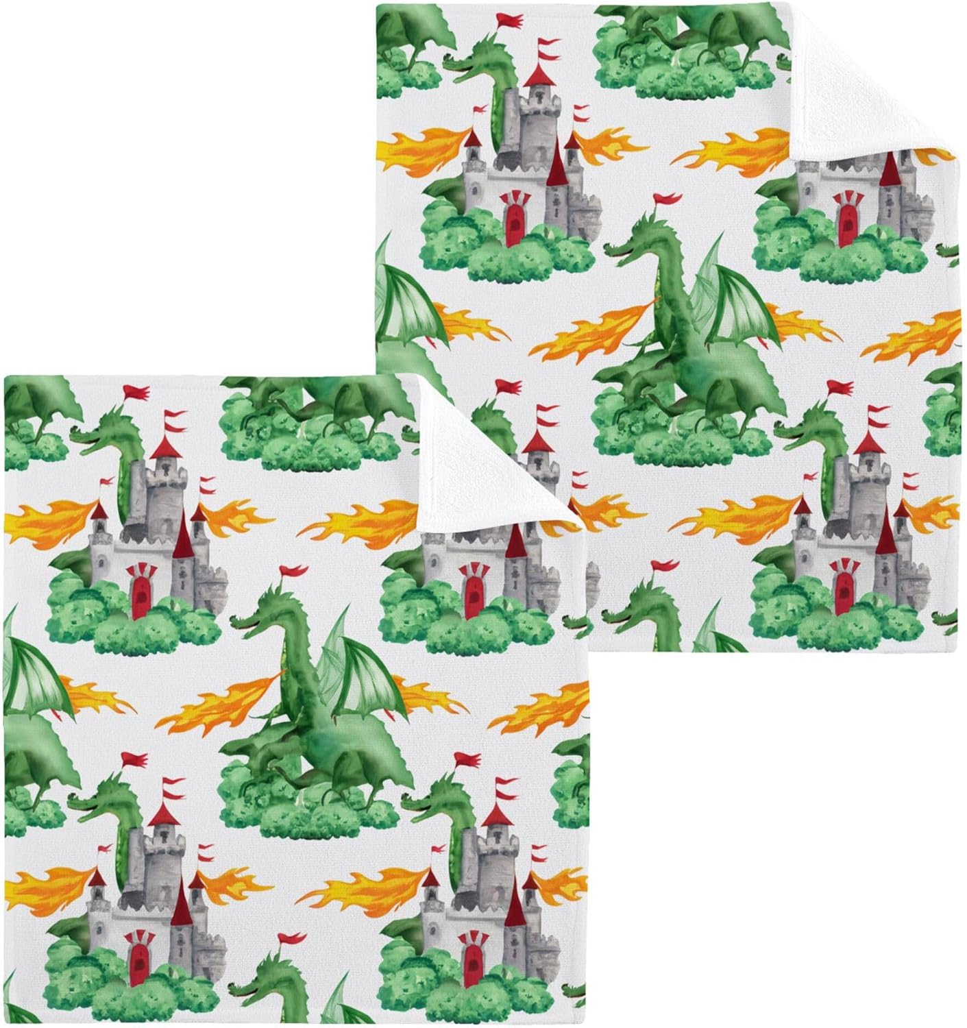 Green Dragons 2-Pack Washcloths