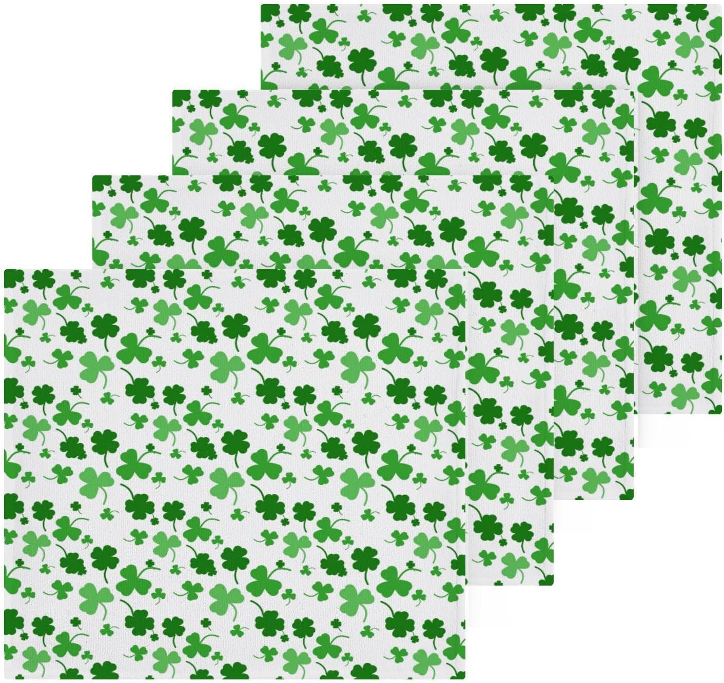 St Patricks Day Clover Washcloth Set - Soft absorbent reusable face towels