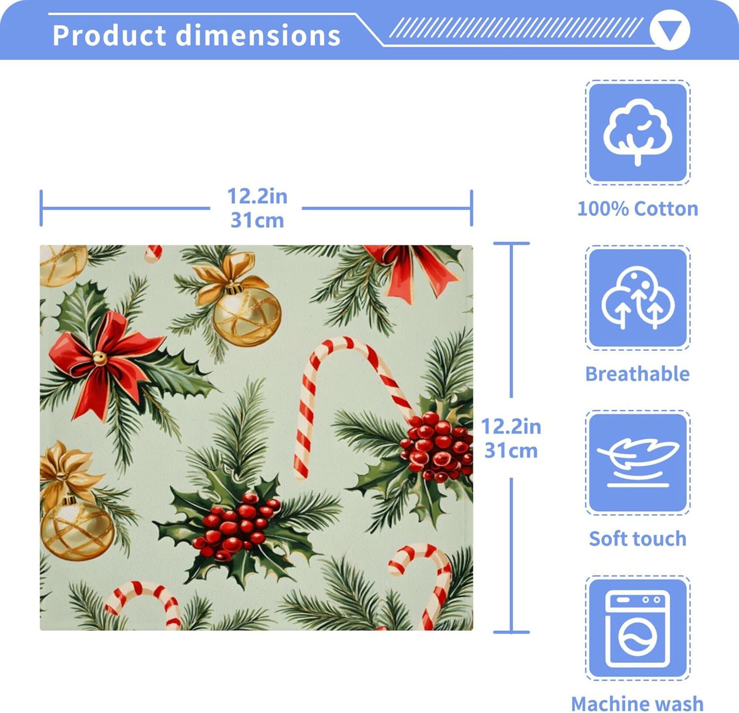 Xigua Christmas Candy Washcloth Set - 12x12