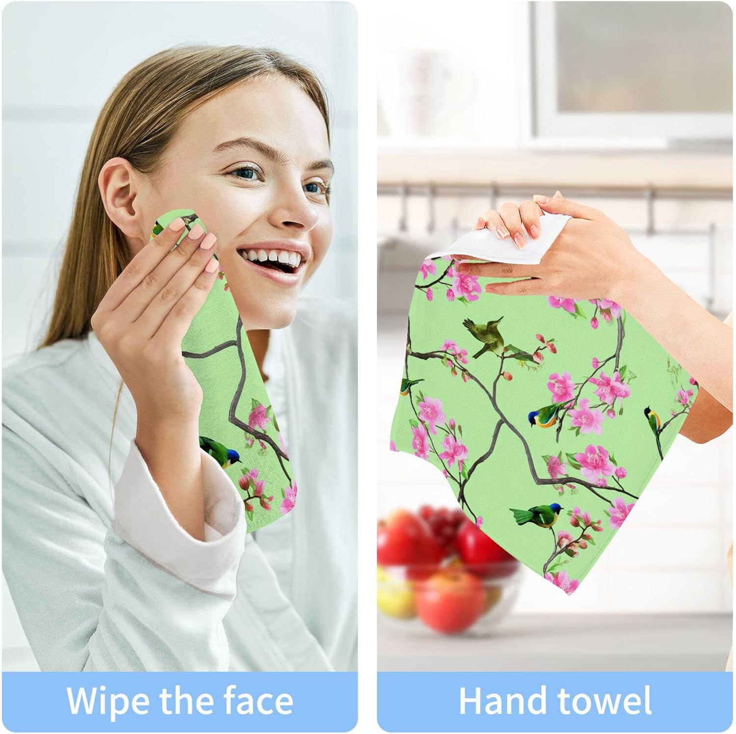 Bird-Shaped 12x12 Cotton Washcloths for Bathroom Gym and More
