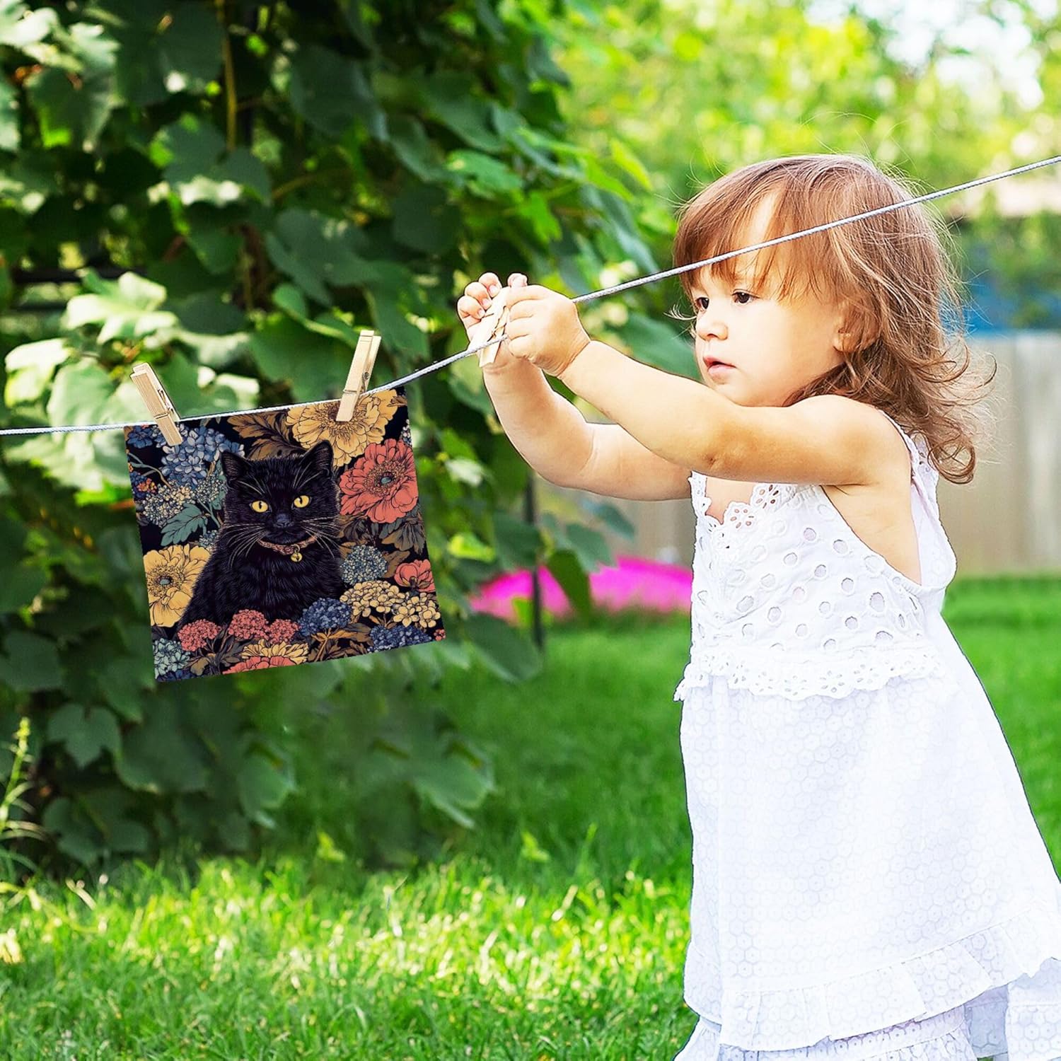 Fast Drying Xigua Black Cat Washcloth Set for multi-functional use