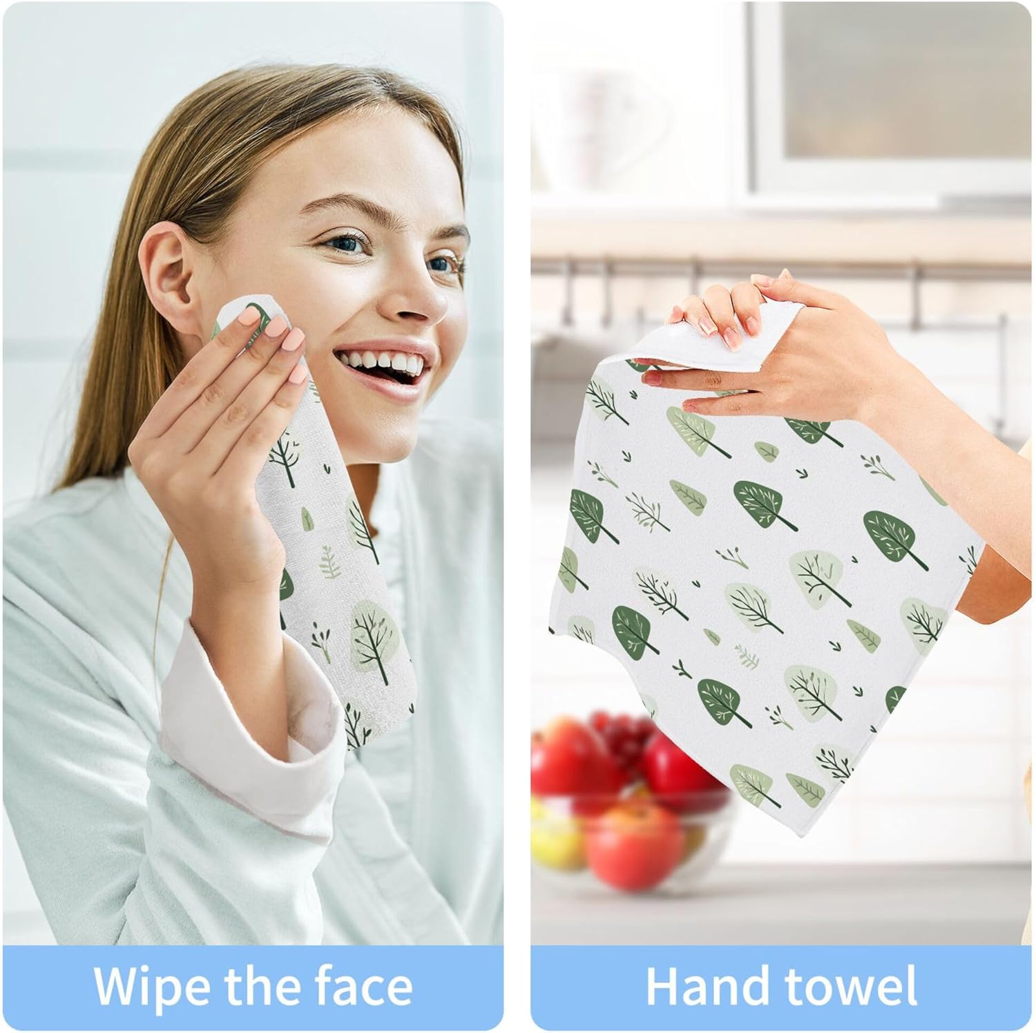 Experience Ultimate Convenience With Xigua Green Trees Cotton Washcloth Set